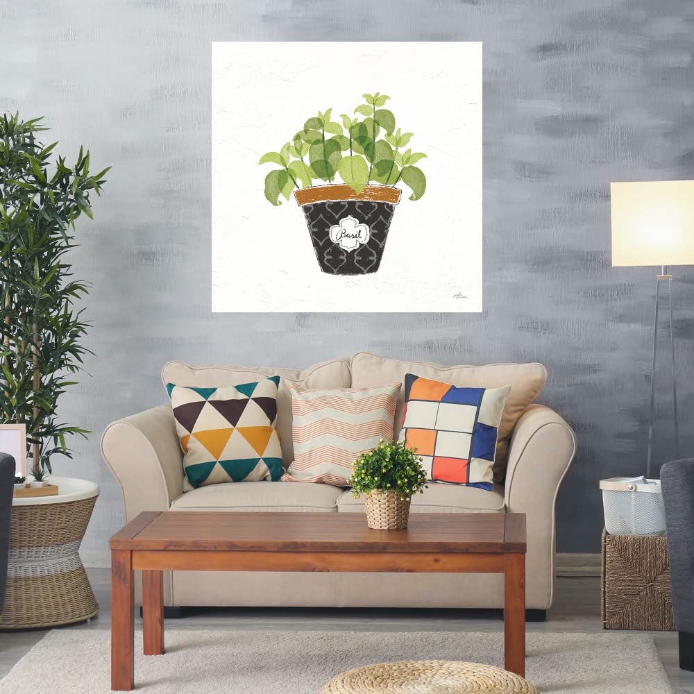 Fine Art Canvas - Fine Herbs VIII by Janelle Penner | 22x22 Inch Ready-to-Hang Wall Decor for Living Room, Bedroom, Office & More | Botanical Kitchen Art, Spa Bathroom Decor, Dining Room Painting