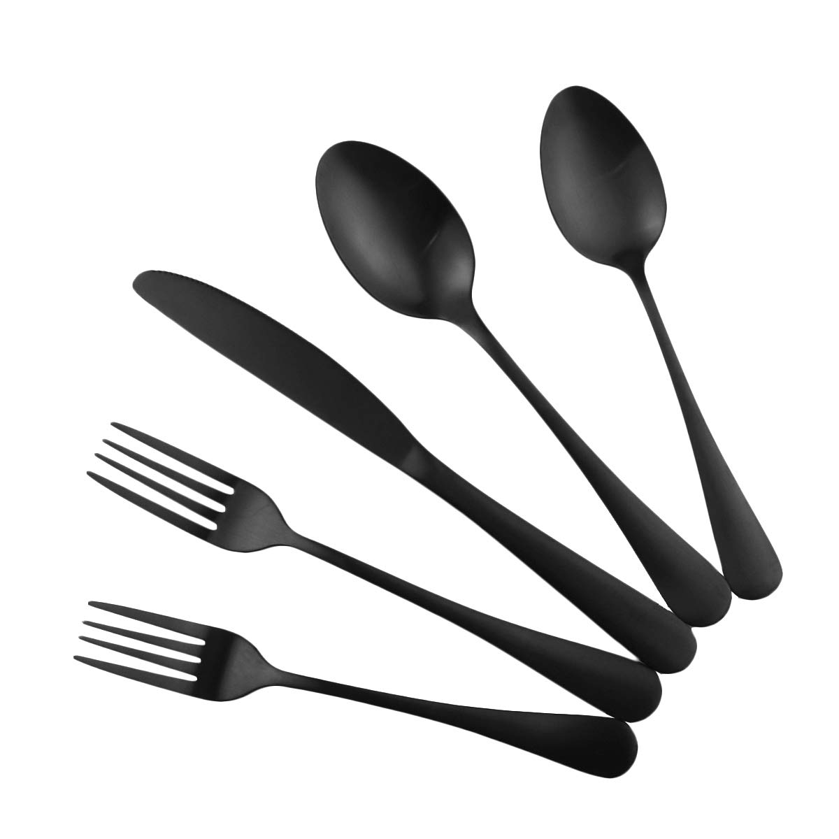 20-Piece Matte Black Stainless Steel Flatware Set - Satin Finish Silverware for 4 - Durable Kitchen & Dining Utensils - Dishwasher Safe Cutlery Set for Home, Restaurant & Party Use - Perfect for Everyday Meals, Dinner Parties & Special Occasions