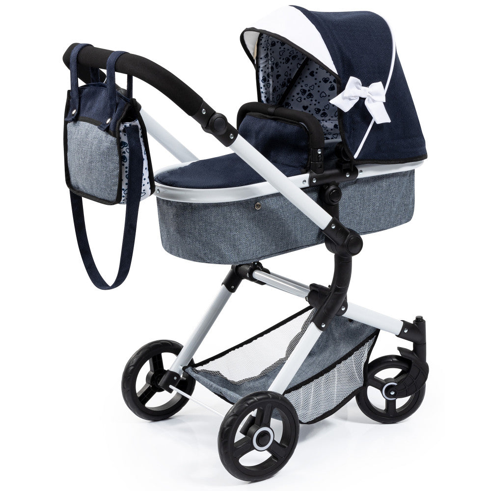 Bayer Design Neo Vario Combi Doll Pram Stroller - Blue, Grey & White | Premium Baby Doll Stroller for Toddlers | Perfect for Pretend Play, Outdoor Walks & Role-Playing Games