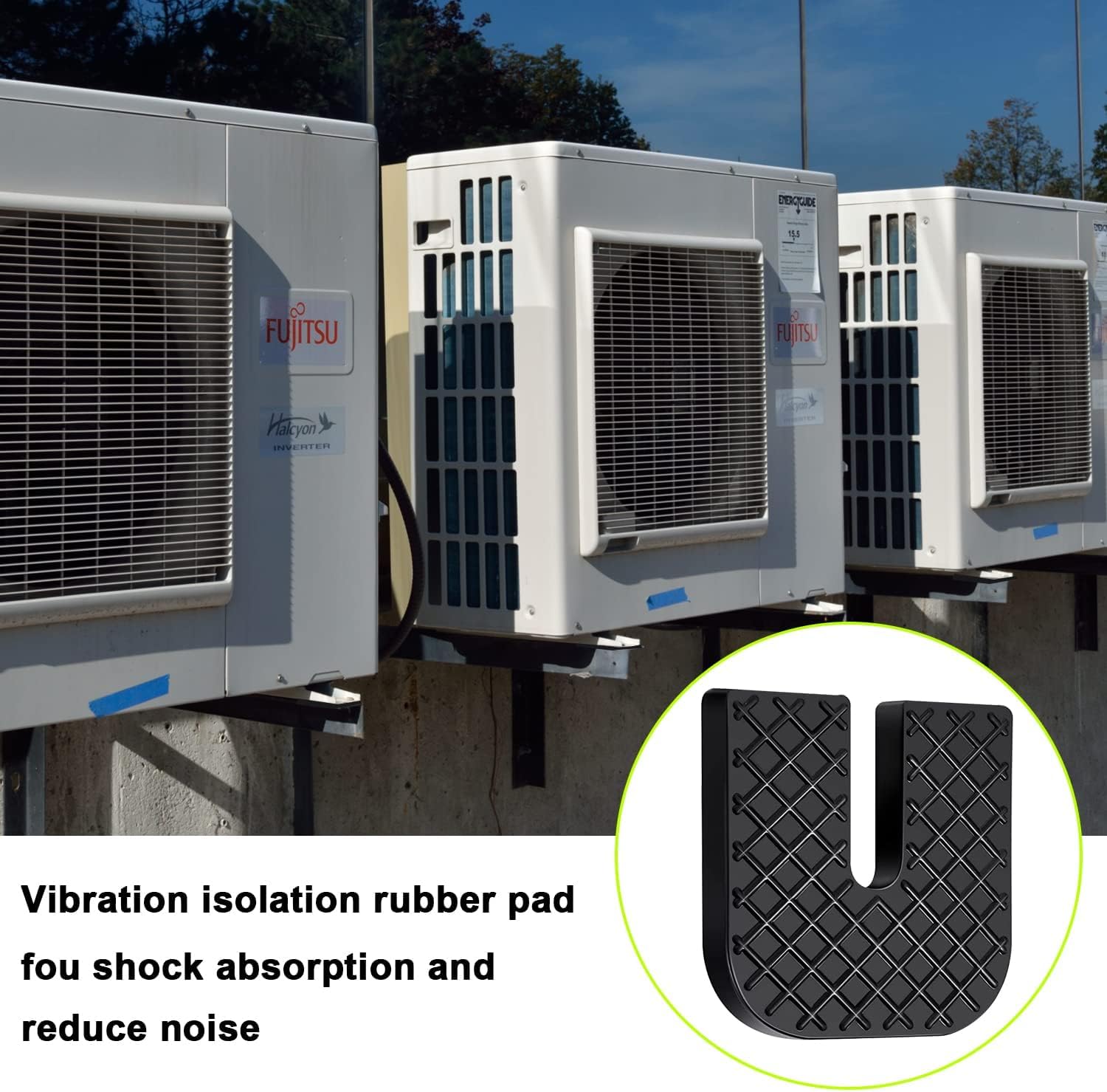 4 Pack Rubber Isolator Pads - Anti Vibration Shock Absorber Pads for Air Conditioner & Condenser Units - Reduce Noise & Vibration for Home & Office AC Systems