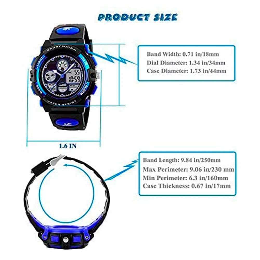 PASNEW Digital Sports Watch with LED Alarm, Calendar, Luminous Dials - Waterproof Outdoor Watch for Running, Hiking & Swimming