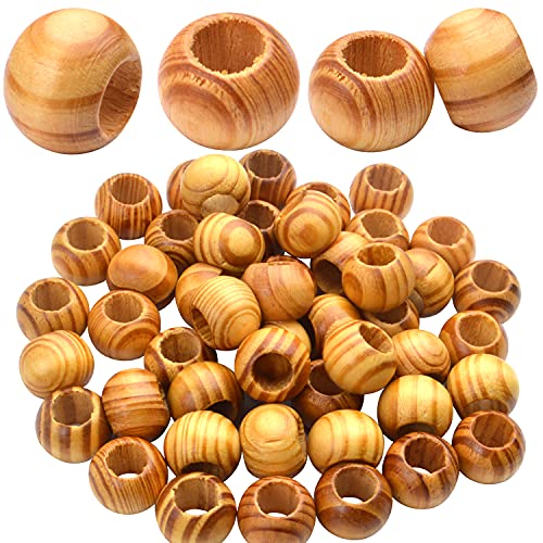 50pcs 20mm Natural Wood Round Spacer Beads with 10mm Large Hole - DIY Jewelry Making, Craft Supplies for Bracelets, Necklaces & Home Decor Projects