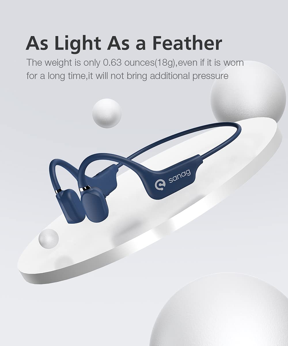 Sanag Open-Ear Wireless Bluetooth 5.0 Headphones with Mic - Titanium Lightweight Air Conduction Headphones, IPX5 Waterproof for Running, Hiking, Cycling & Driving - Hands-Free Calls & Music (Ideal for Outdoor Sports & Commuting)