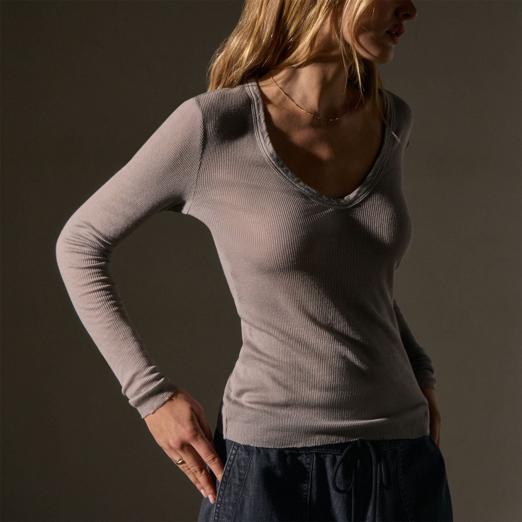 Soft Cotton Cashmere Blend Deep V-Neck T-Shirt for Women - Comfortable & Stylish Everyday Wear for Work, Casual Outings & Layering