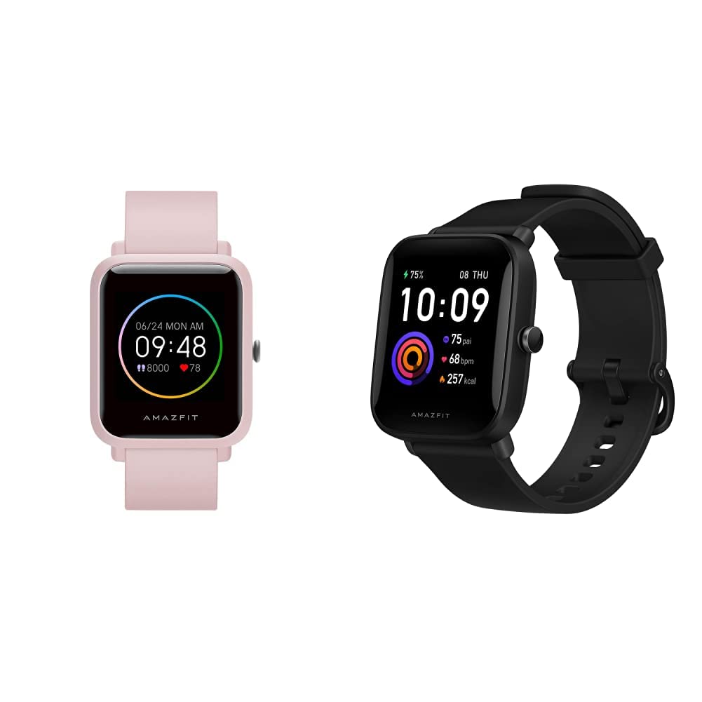 Amazfit Bip S Lite & Bip U Smart Watch - Pink & Black Fitness Trackers for Men & Women with 60+ Sports Modes, 9-Day Battery Life - Perfect for Running, Swimming & Daily Activity Tracking