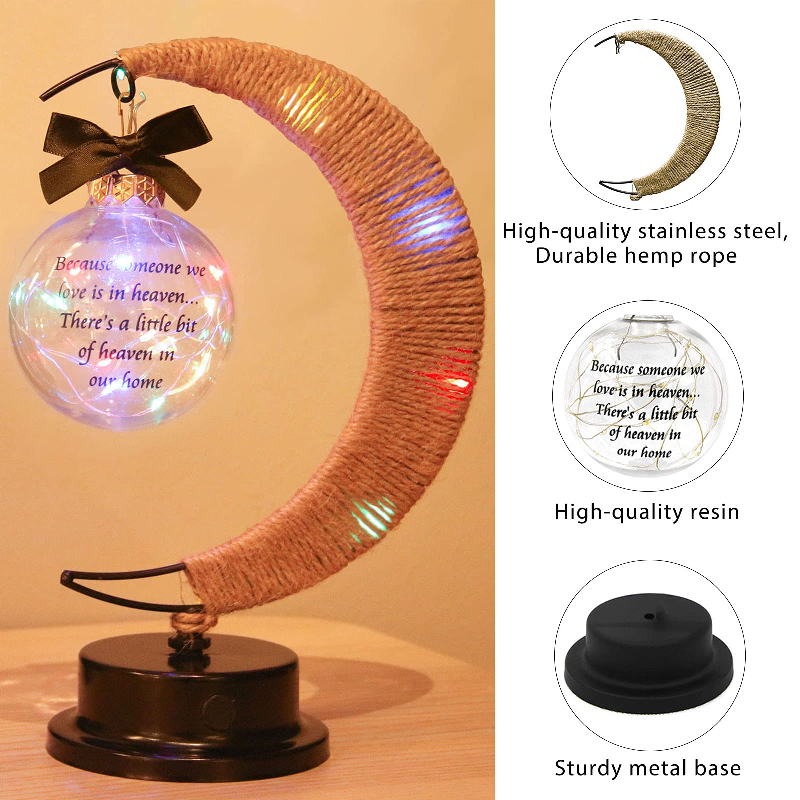 Besoamo Memorial Moon Lamp - Sympathy Gift for Loss of Mother, Father or Loved One | Bereavement, Condolence & Remembrance Gift | Perfect for Bedside, Memorial Display or Comforting Gift
