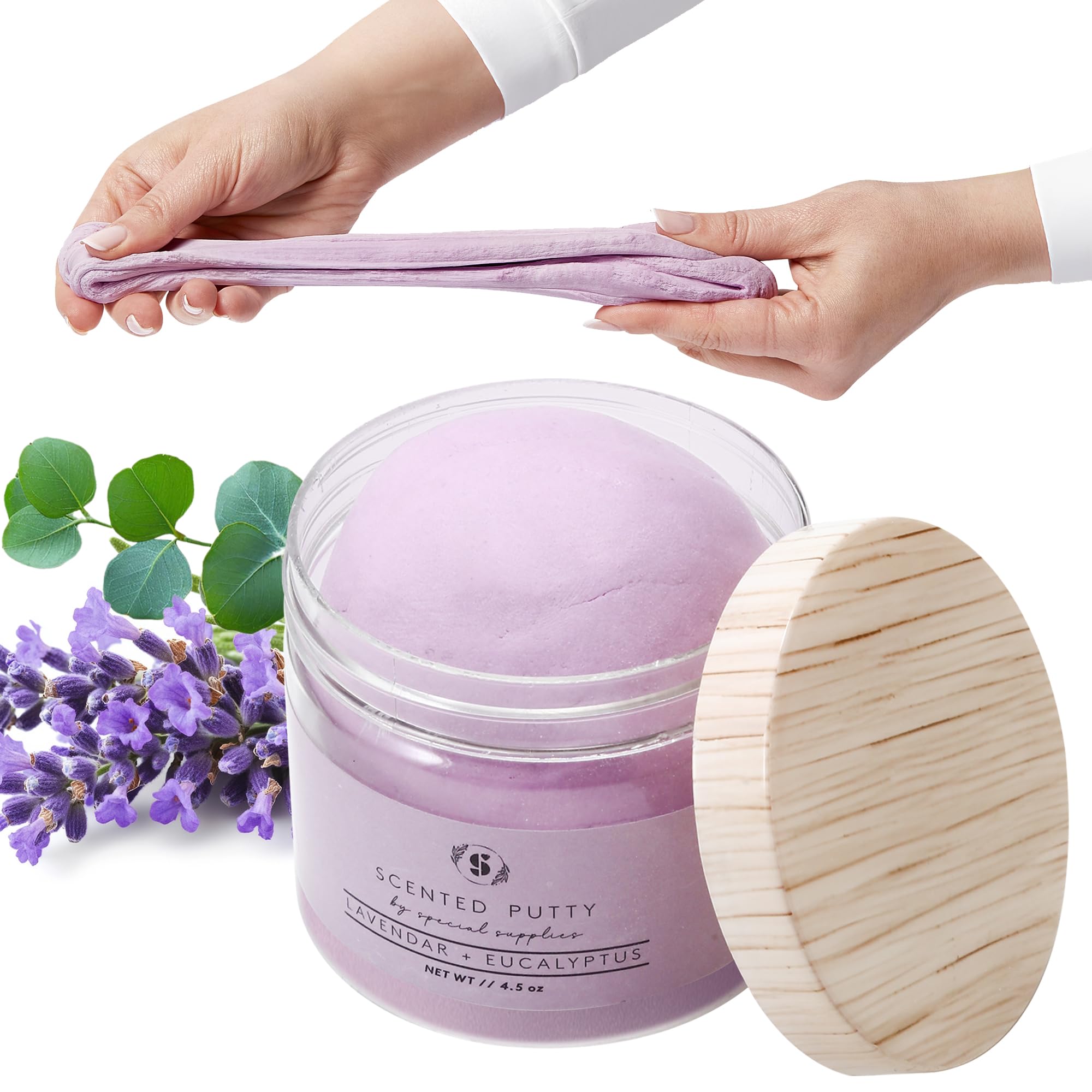 Aromatherapy Scented Therapy Putty with Lavender & Eucalyptus Essential Oils - Stress Relief & Sensory Play Dough for Adults, Kids - Non-Toxic, Non-Stick 4.5 oz - Perfect for Meditation, Anxiety Relief & Classroom Fidget Toys