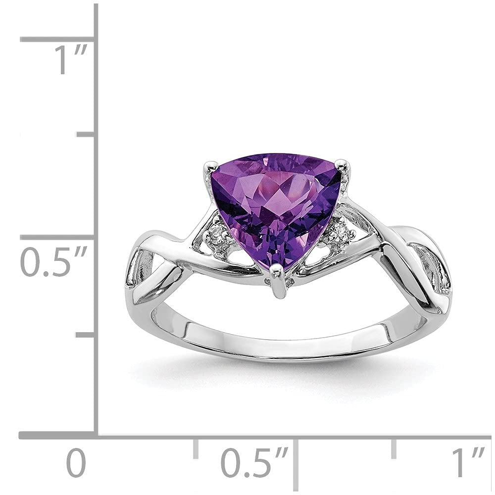 925 Sterling Silver Amethyst & White Topaz Trillion Cut Anniversary Ring (1.72ct) - Elegant Jewelry Gift for Women, Wife, Mom - Perfect for Valentine's Day, Birthday, Anniversary & Special Occasions