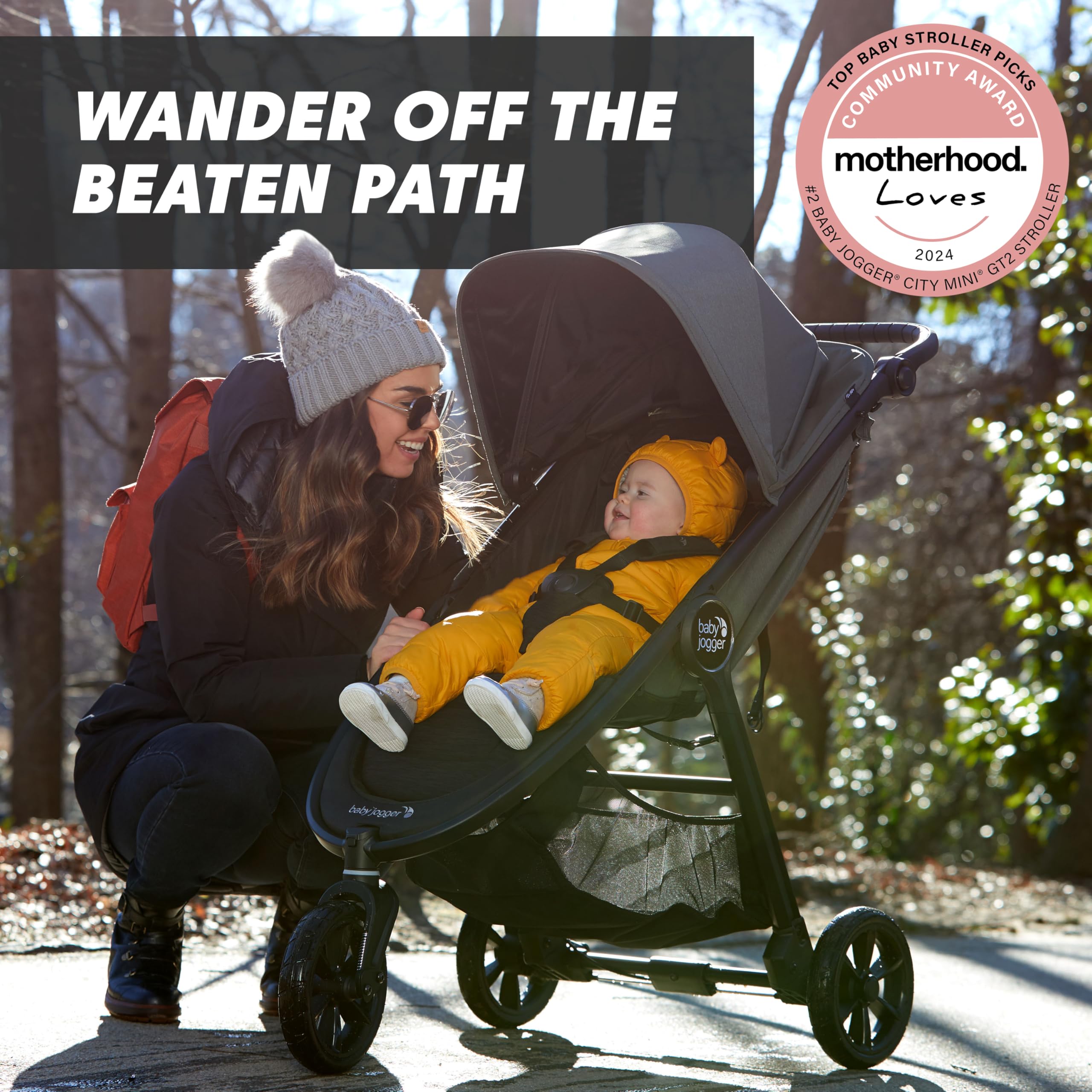 Baby Jogger City Mini GT2 All-Terrain Stroller - Lightweight Compact Travel Stroller with Adjustable Handlebar, Hand Brake & Car Seat Adapter | Perfect for City Walks, Jogging & Outdoor Adventures (Black)