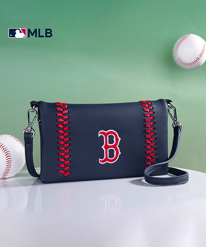 MLB Boston Red Sox Genuine Leather Crossbody Bag for Women - Stylish Game Day Purse for Baseball Fans & Sports Outings