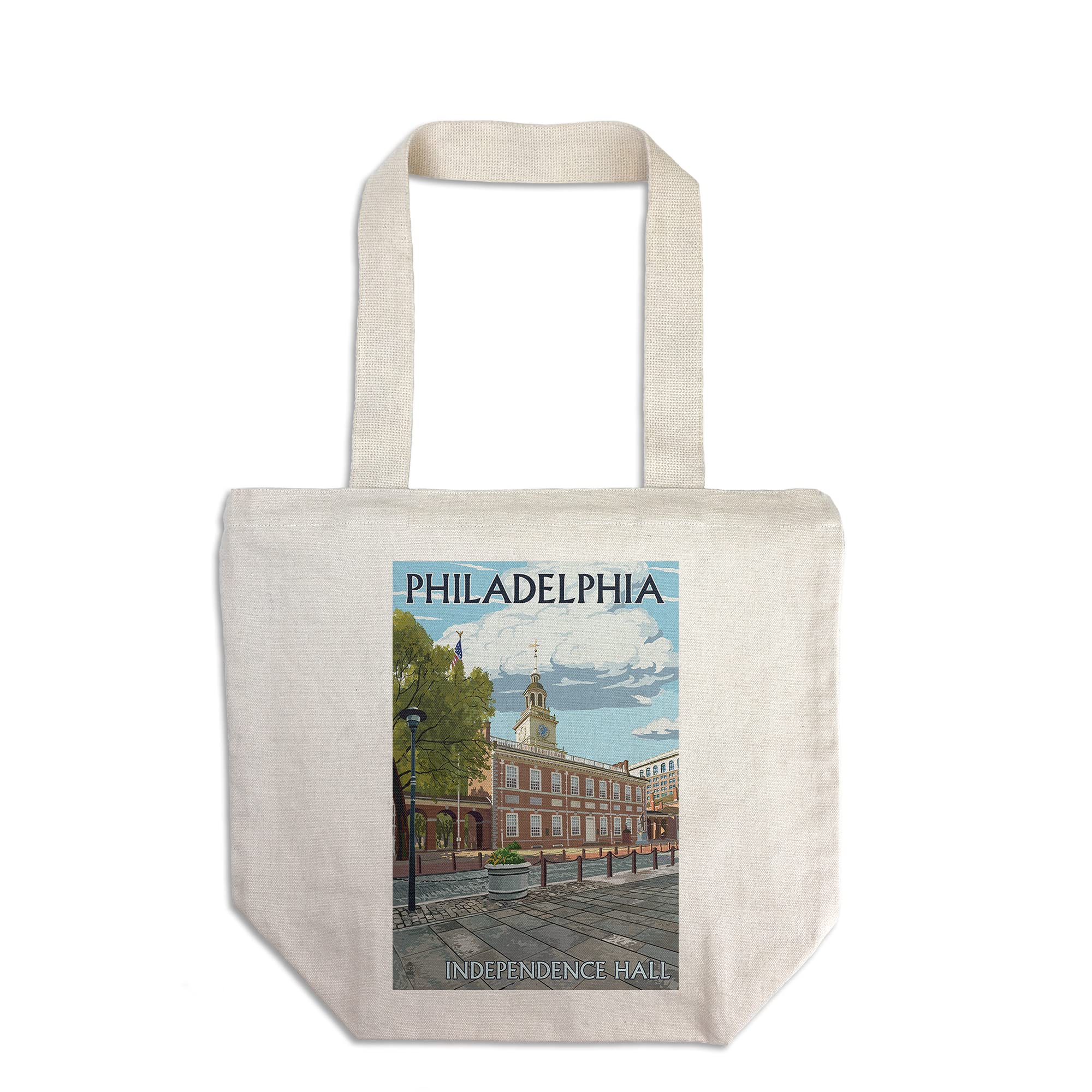 Lantern Press Philadelphia Pennsylvania Independence Hall 100% Cotton Canvas Reusable Tote Bag - Eco-Friendly Shopping Bag for Groceries, Beach & Daily Use
