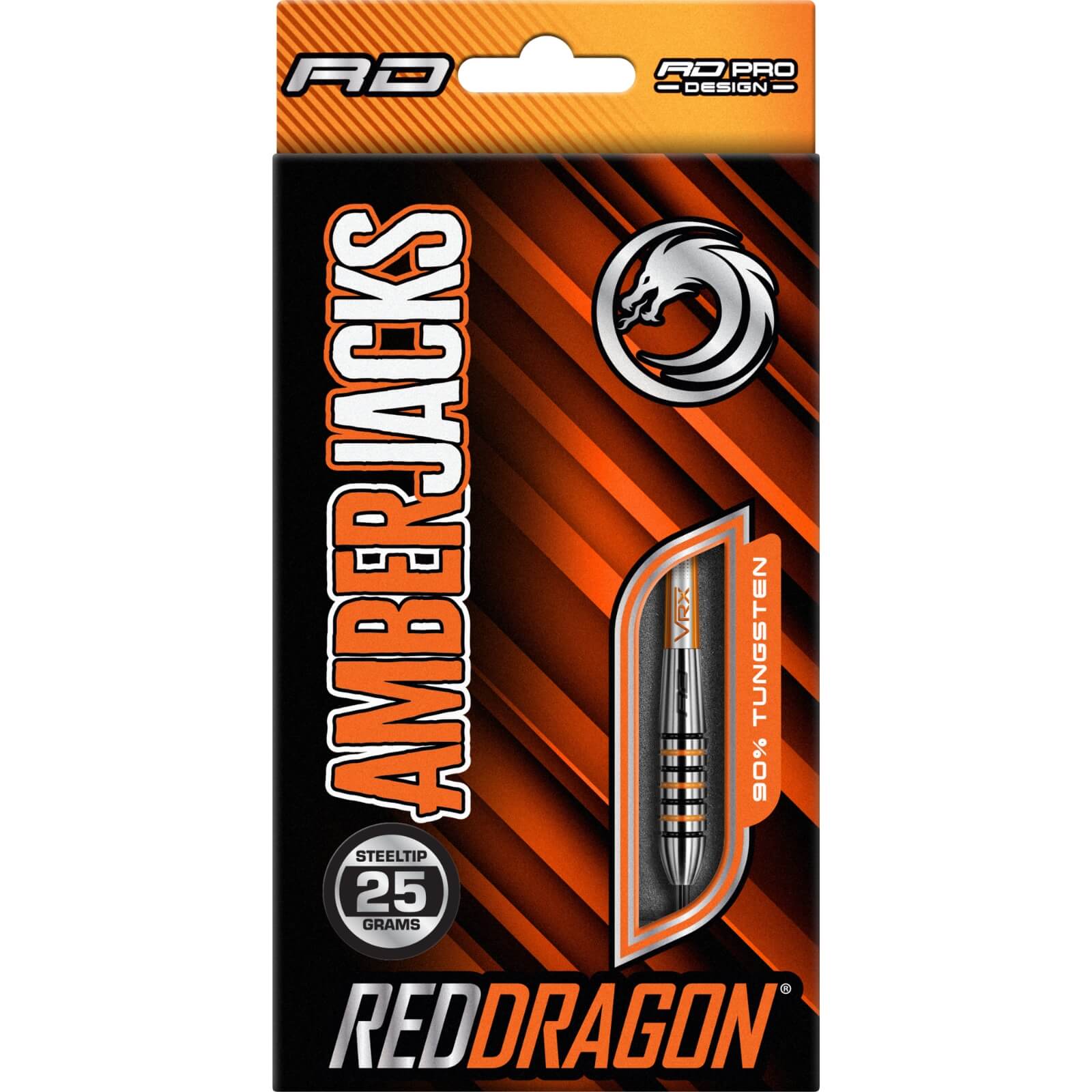 Red Dragon Amberjack 15 Steel Tip Darts - 90% Tungsten, 25g for Professional Dart Players & Tournaments