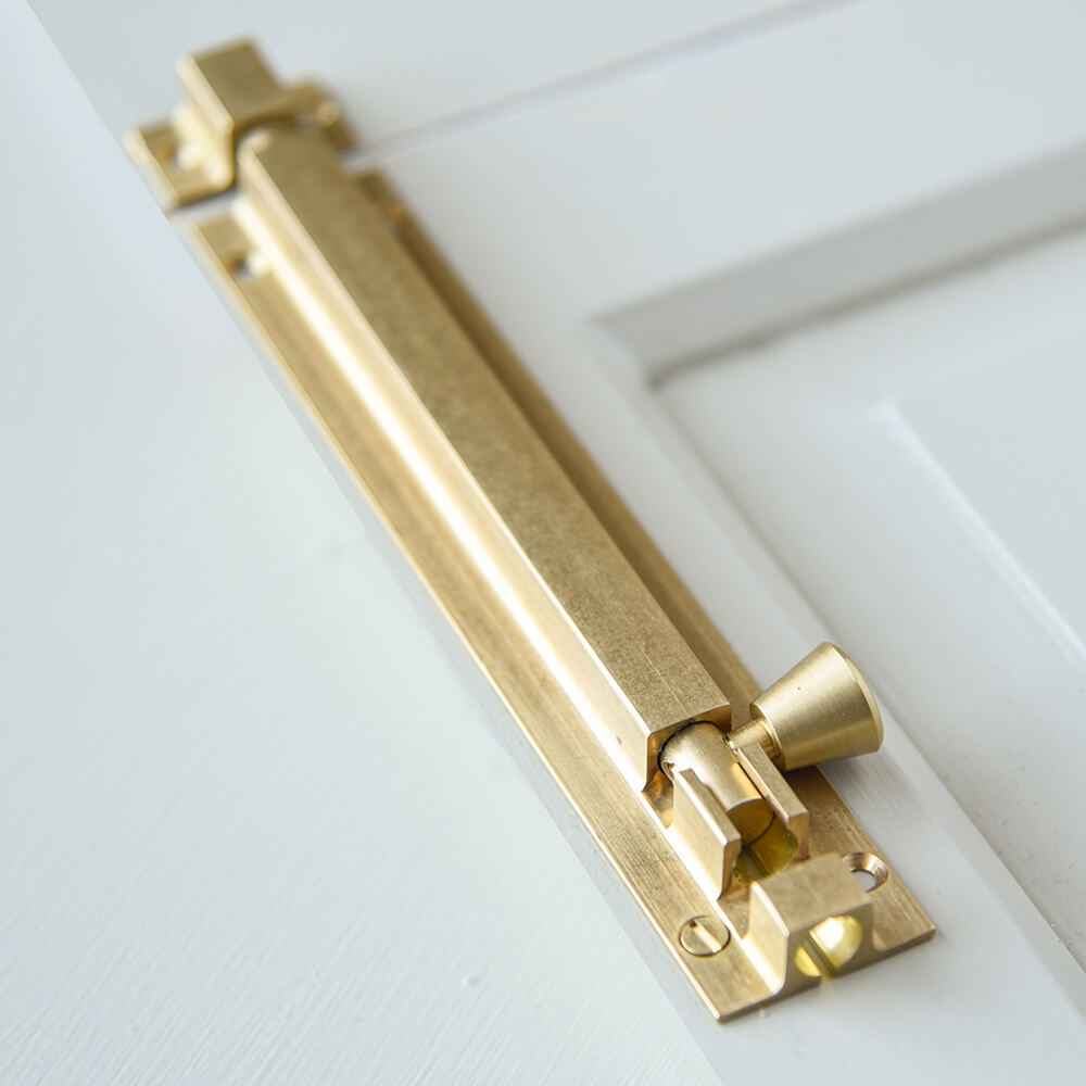 Vintage Aged Brass Square Barrel Bolt - Heavy Duty Door Latch for Barn, Shed & Cabinet - Rustic Home & Furniture Hardware