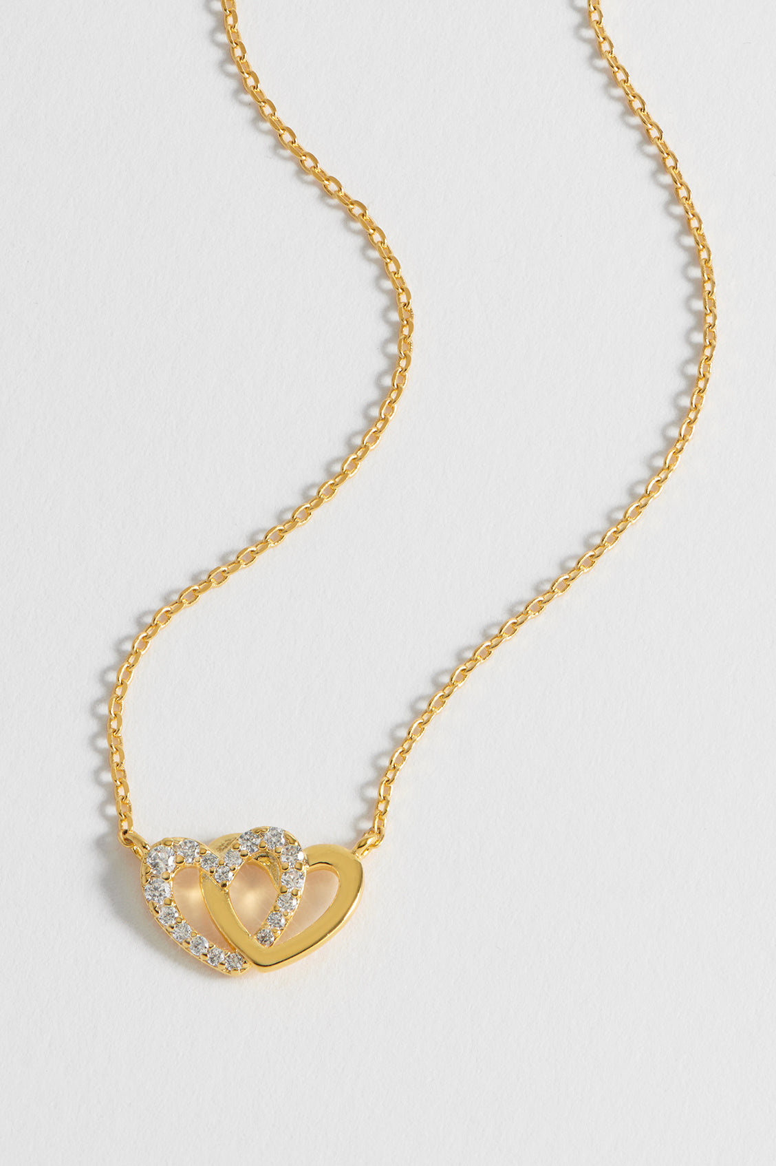 Interlocking Heart CZ Necklace for Women - Sterling Silver Cubic Zirconia Pendant Jewelry - Perfect for Valentine's Day, Anniversary & Romantic Gifts
