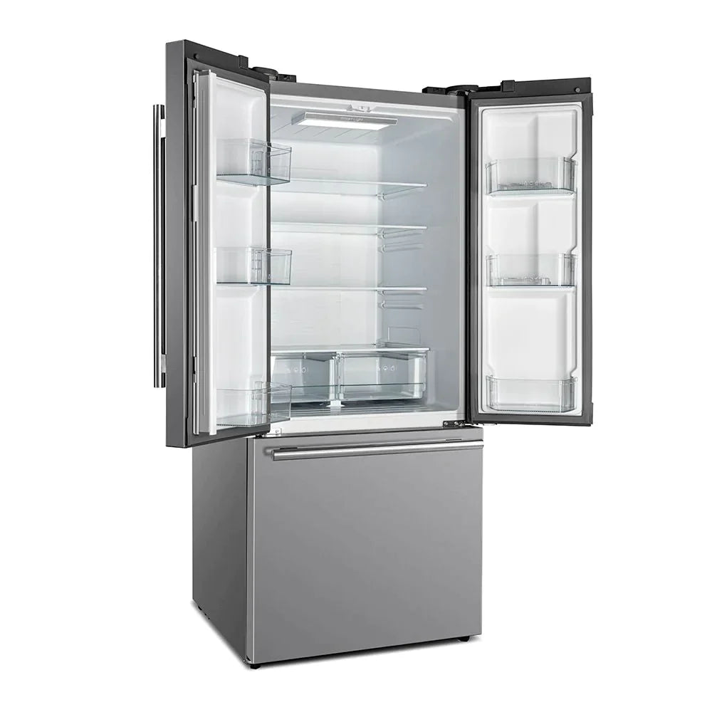 FORNO 31 Inch 17.5 cu ft Stainless Steel French Door Refrigerator with Ice Maker - Energy Efficient, Spacious Freezer & Adjustable Shelves - Perfect for Modern Kitchens & Large Families (Model: FFFFD1974 31SB)