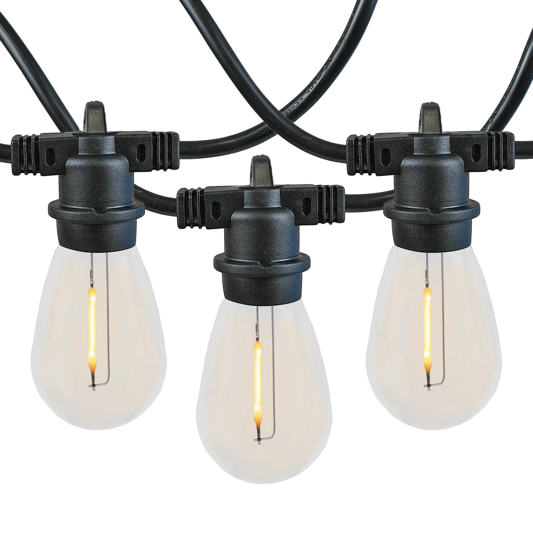 48 Ft Warm White LED Outdoor String Lights (2200K) - 24 Shatterproof S14 Edison Bulbs, Commercial Grade, Weatherproof - Perfect for Backyard, Patio, Garden, Wedding & Party Decorations