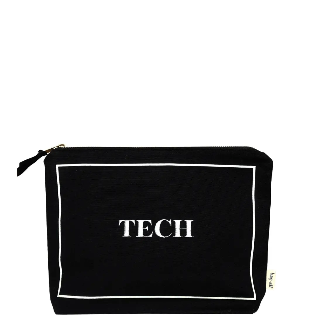 Premium Tech Pouch Organizer - Water-Resistant Black Electronics Accessory Case for Travel, Office & Daily Use - Fits Cables, Chargers & Small Gadgets
