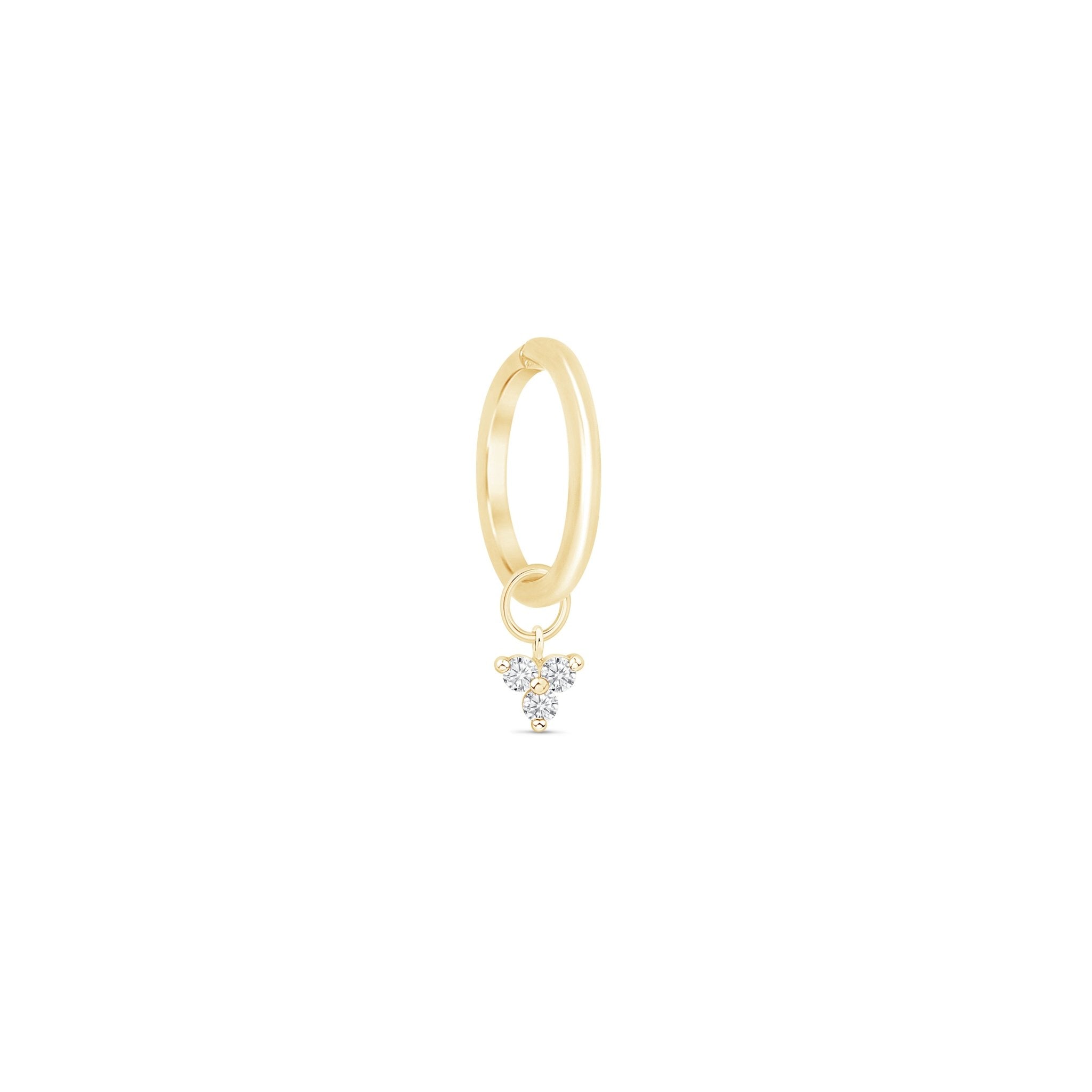 14k Yellow Gold Hoop Earrings with Gemstone Trinity Charm - Elegant Jewelry for Women, Perfect for Parties, Weddings & Everyday Wear