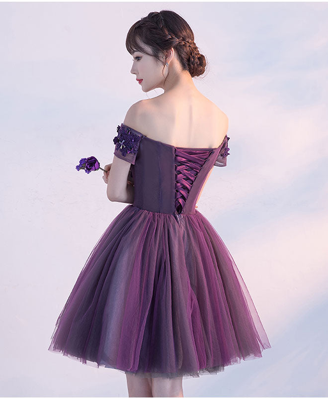 Elegant Purple Off-Shoulder A-Line Short Prom Dress for Homecoming - Perfect for Parties, Dances & Special Occasions