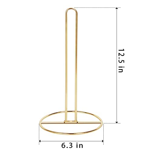 OBODING Gold Paper Towel Holder - Countertop Kitchen Organizer for Standard & Large Rolls | Durable Metal Towel Stand for Kitchen, Bathroom, Office & RV Use (Gold)
