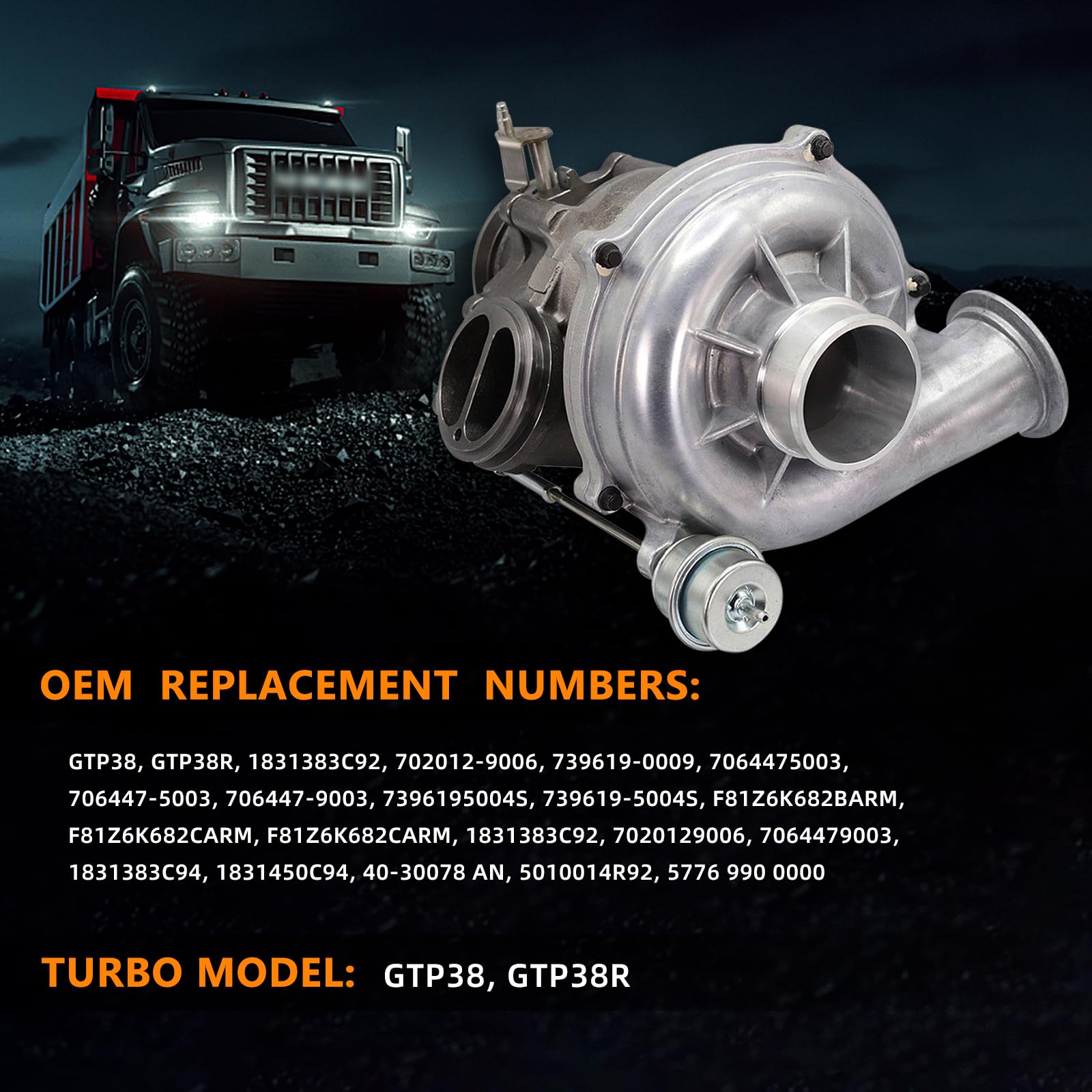 Bapmic 1831383C92 Turbocharger Kit for Ford F-250 F-350 F-450 F550 Powerstroke Diesel 7.3L (1999-2003) - High Performance Replacement Turbo Charger for Enhanced Engine Power & Towing Capacity