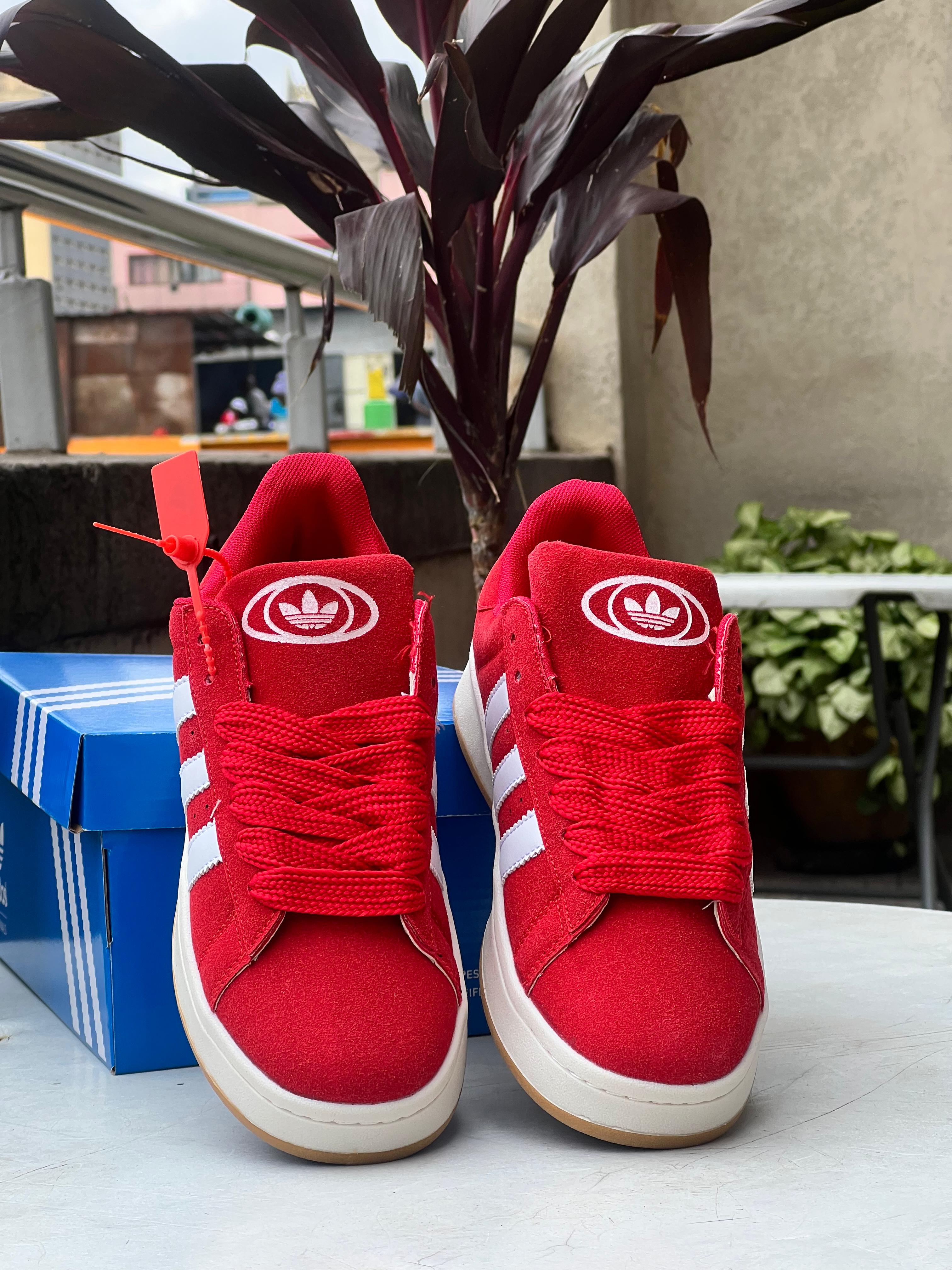 Adidas Campus Sneakers - Red & White Classic Casual Shoes for Men & Women | Perfect for Streetwear, Gym, and Everyday Fashion