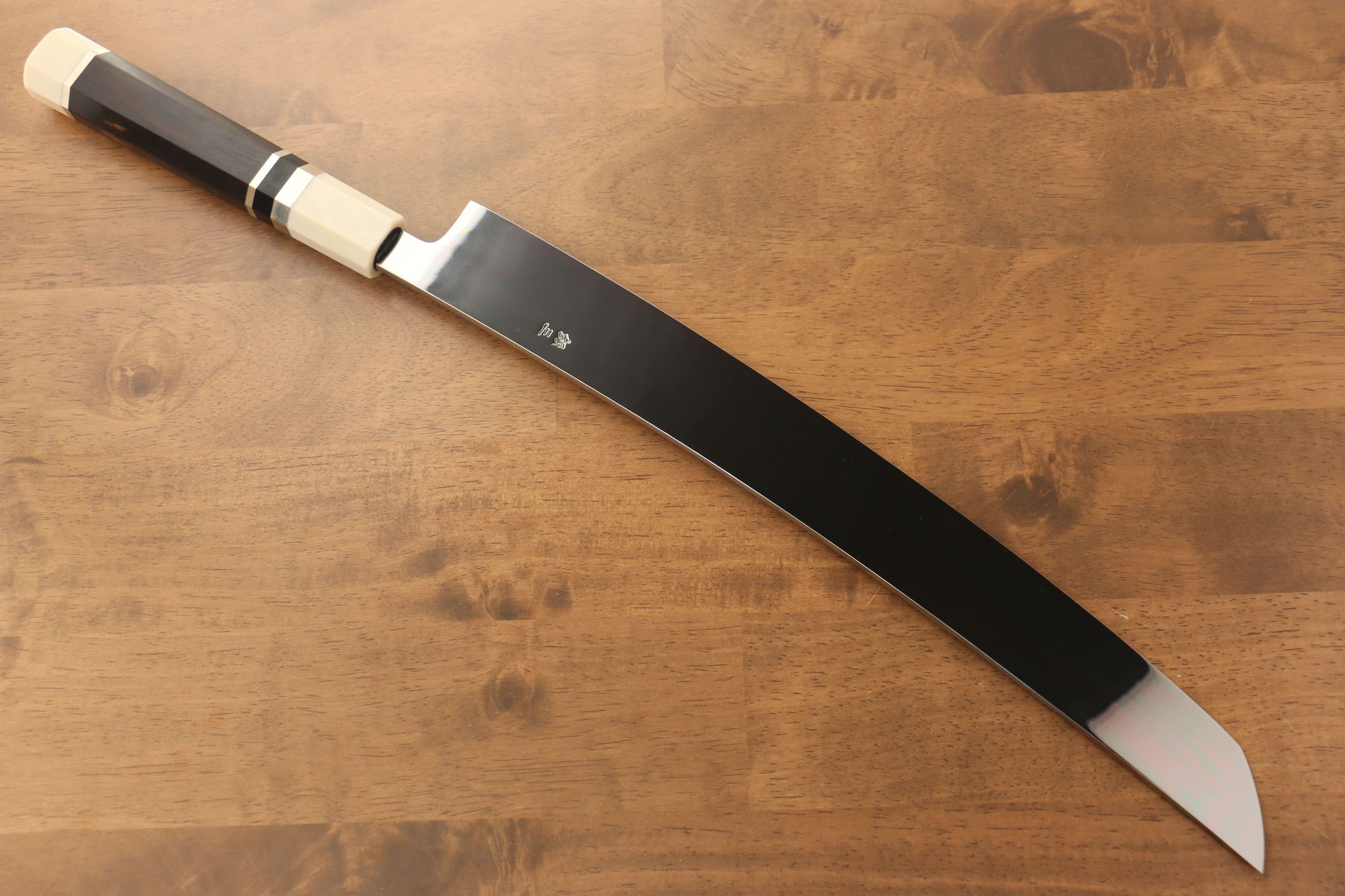 Premium Jikko Silver Steel No.3 Sakimaru Yanagiba 360mm Japanese Sushi Knife - Ebony Wood Handle with Ring - Professional Sushi & Sashimi Preparation Tool for Chefs & Home Cooks