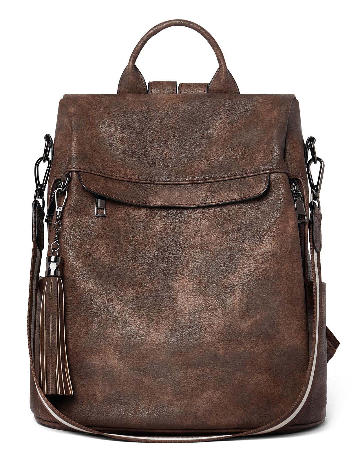Telena Women's PU Leather Anti-Theft Backpack Purse with Tassel - Stylish Shoulder Bag for Travel, Work & Daily Use