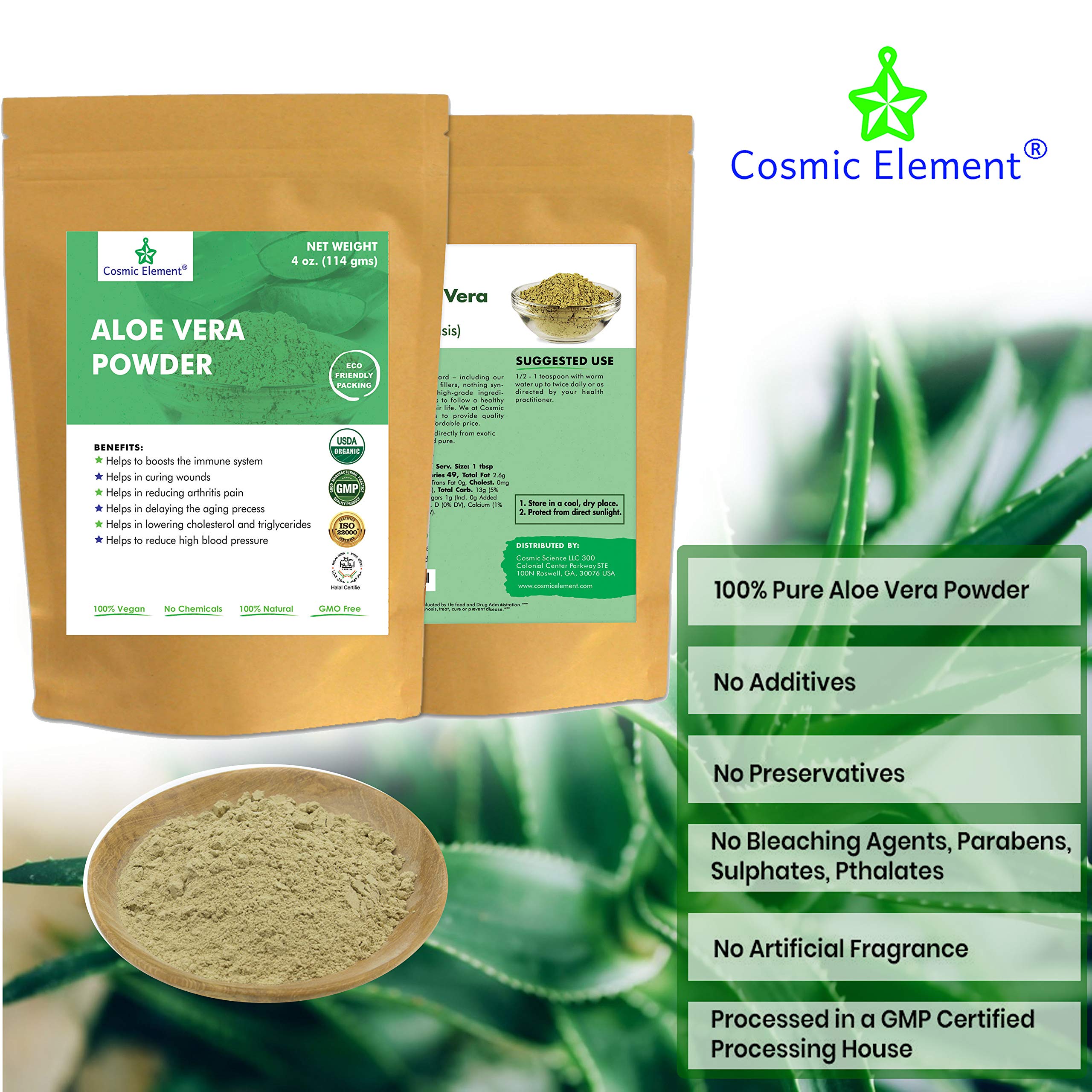 Organic Aloe Vera Powder 100% Pure | Hydrating After Sun Care, Moisturizing for Face, Body & Skin | Sunburn, Acne & Dry Skin Relief | Aloe Powder for Hair Growth | 4 oz | Perfect for DIY Skincare, Sunburn Recovery & Natural Hair Treatments