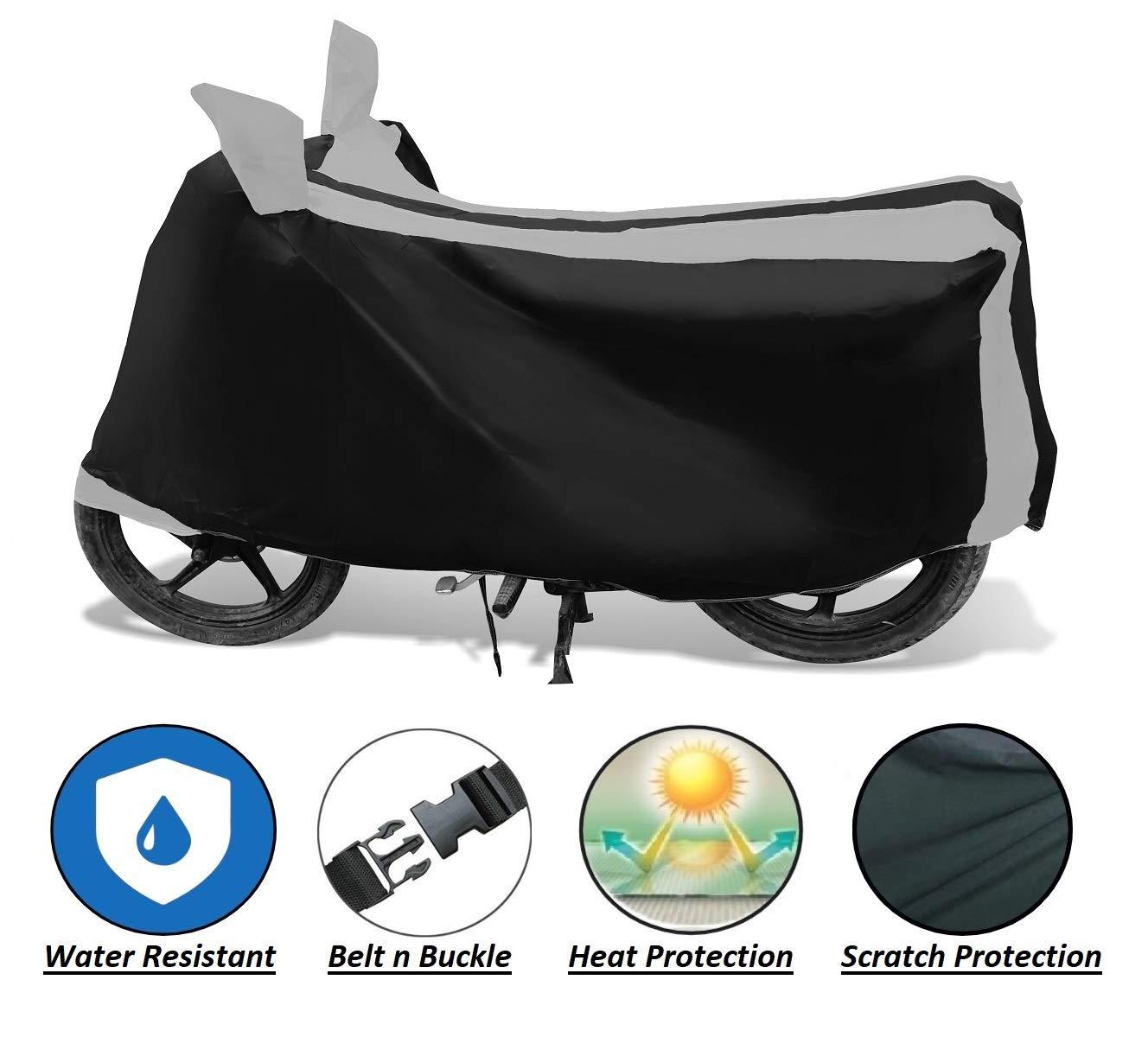 Waterproof Bajaj Pulsar 220F Motorcycle Cover - All Weather Protection for Outdoor & Indoor Storage - Black & Silver (Fits Pulsar 220F Bike Models)