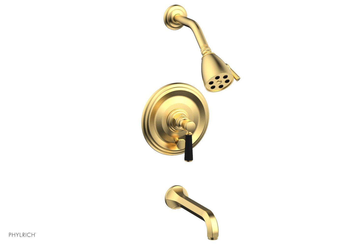 HEX TRADITIONAL Pressure Balance Tub and Shower Faucet Set - Satin Black Finish with Lever Handle (Model 500-27) | Perfect for Bathroom Renovation & Modern Home Decor