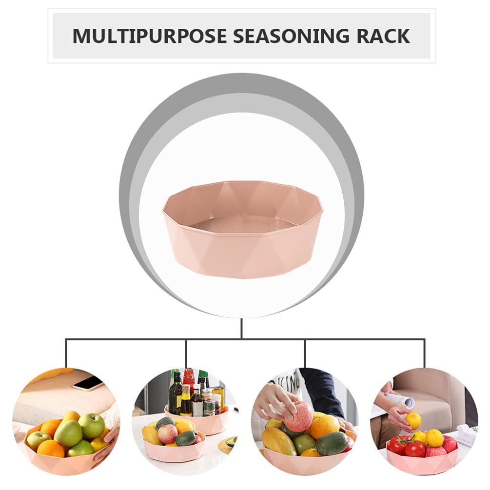 OSALADI 360-Degree Rotating Spice Rack Organizer - Lazy Susan Turntable for Kitchen Cabinet, Pantry & Countertop Storage - Space Saving Pink Spice Holder (Perfect for Spices, Condiments & Makeup Organization)