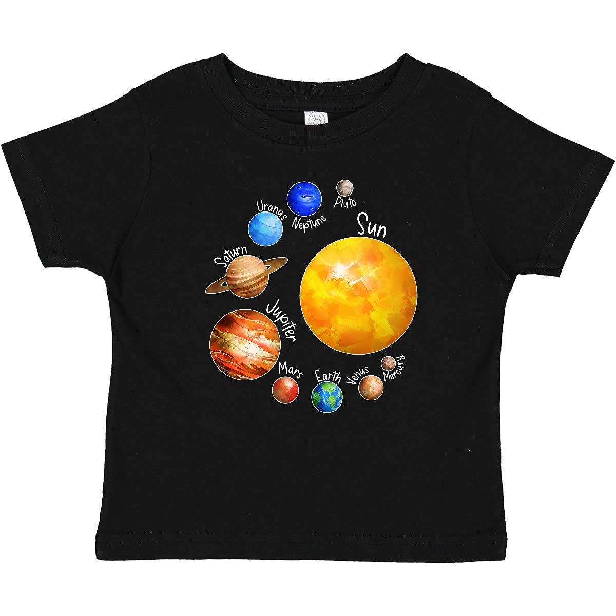 Inktastic Sun and Planets - Yes, and Pluto Baby T-Shirt | Cute Astronomy Graphic Tee for Toddlers & Infants | Perfect for Space-Themed Birthday Parties & Science Lovers
