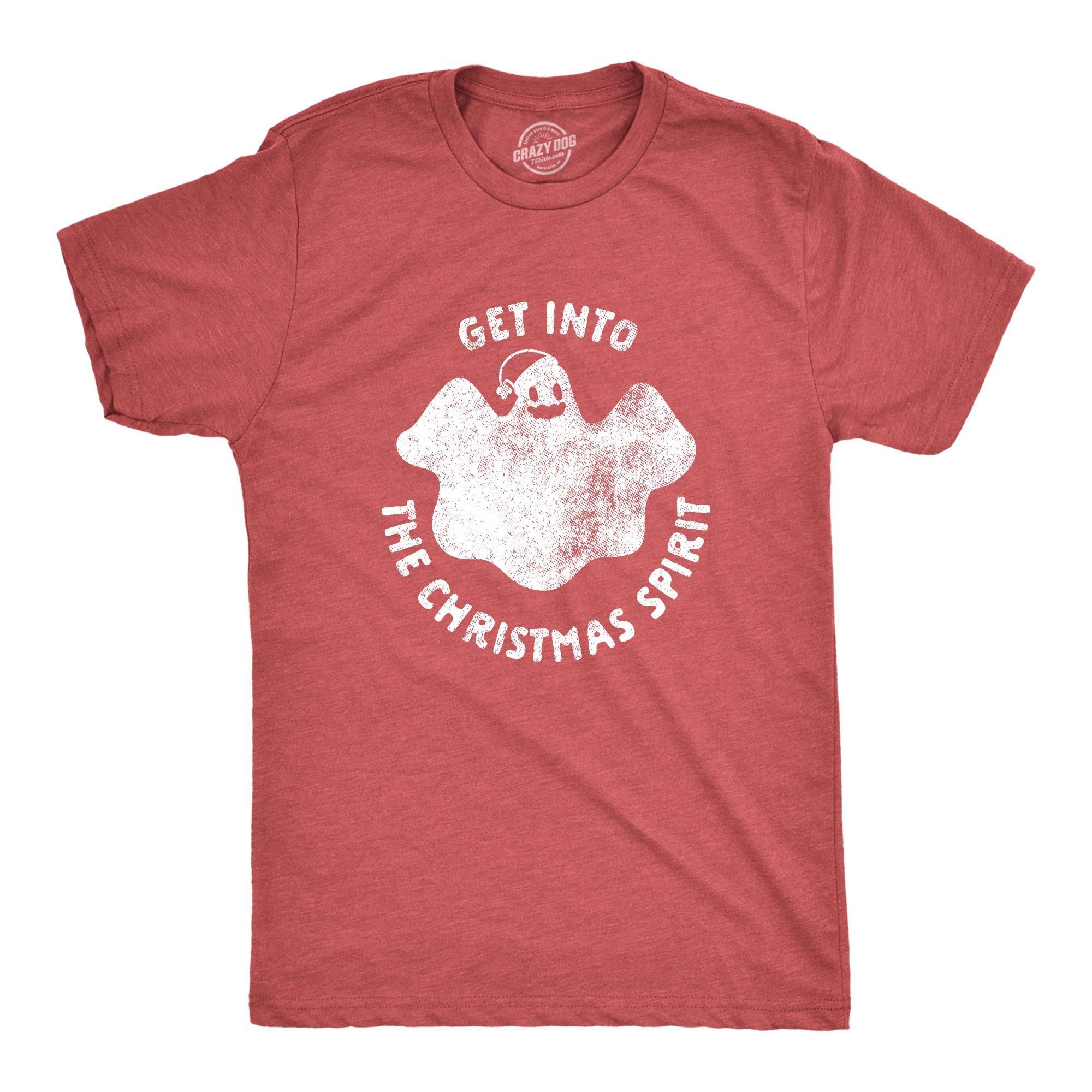 Funny Spooky Ghost Halloween Graphic Tee for Men - Crazy Dog Christmas Spirit T-Shirt | Holiday Party, Costume & Casual Wear