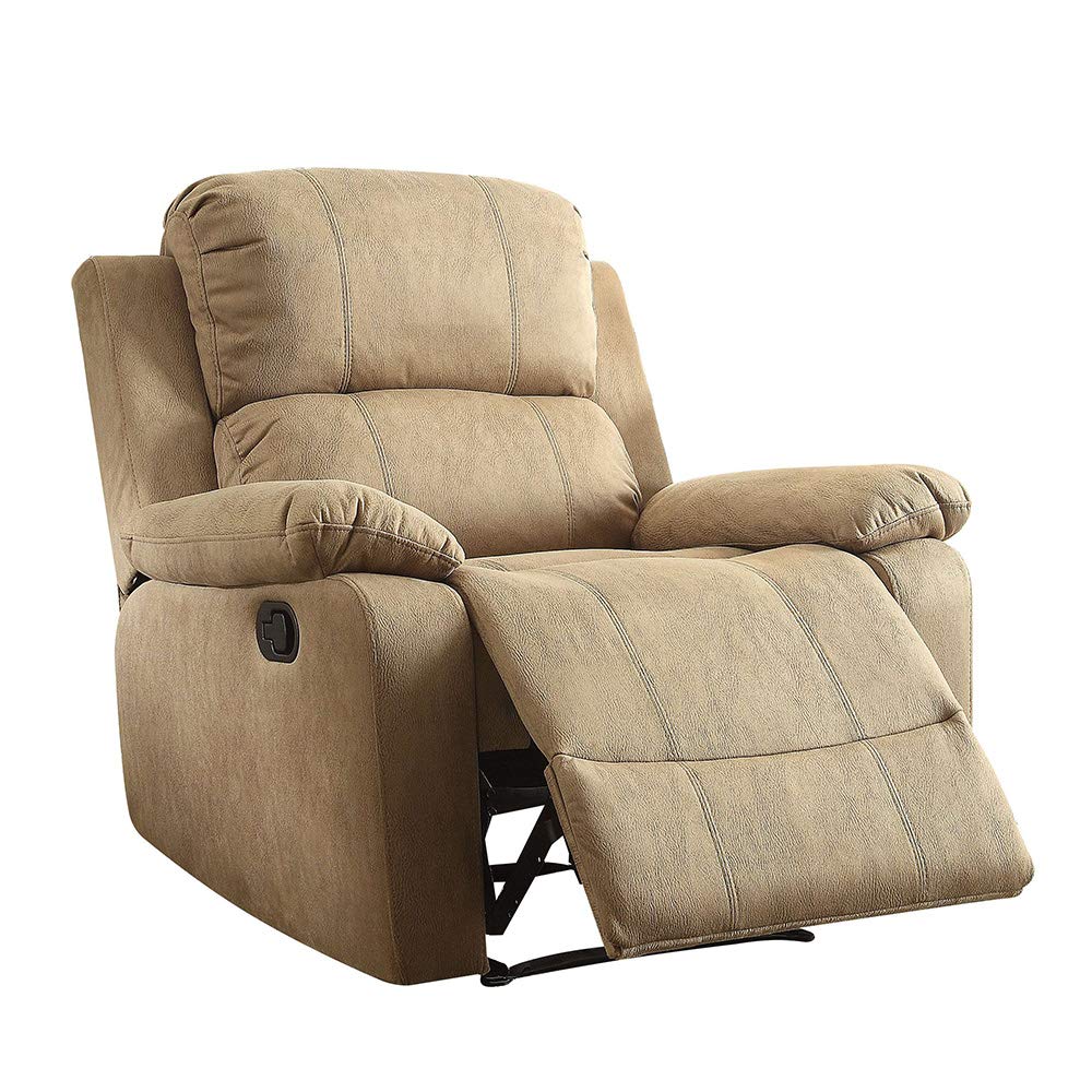 YYAO Recliner Chair - Polished Microfiber Living Room Recliner Sofa with Thick Seat Cushion & Comfortable Backrest, Light Brown - Perfect for Relaxing, Watching TV or Reading in Your Living Room