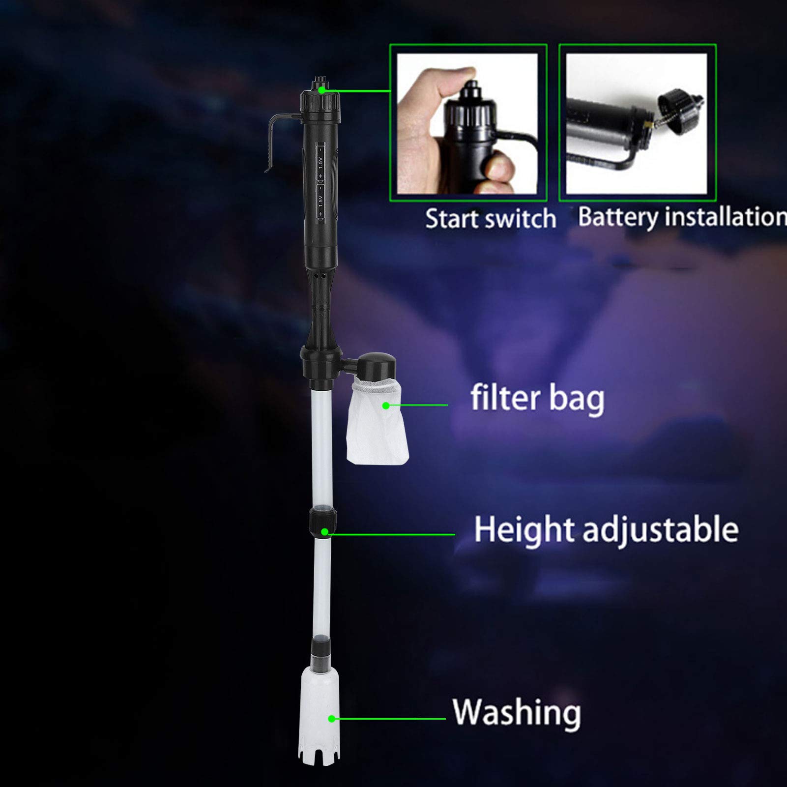 Battery Powered Gravel Cleaner for Aquarium - Easy Water Changer & Cleaning Tool for Fish Tanks