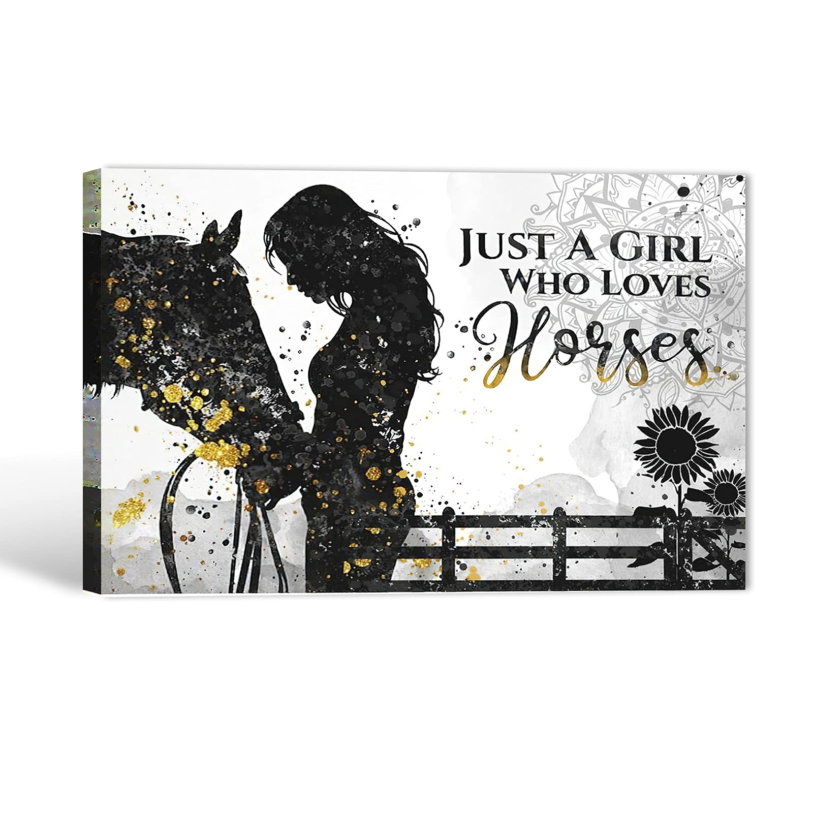Inspirational Wall Art with Motivational Quotes - Framed Canvas Print for Office, Home & Gym Decor - Positive Horse Artwork (24x36 Inches) - Perfect for Living Room, Bedroom & Workout Space