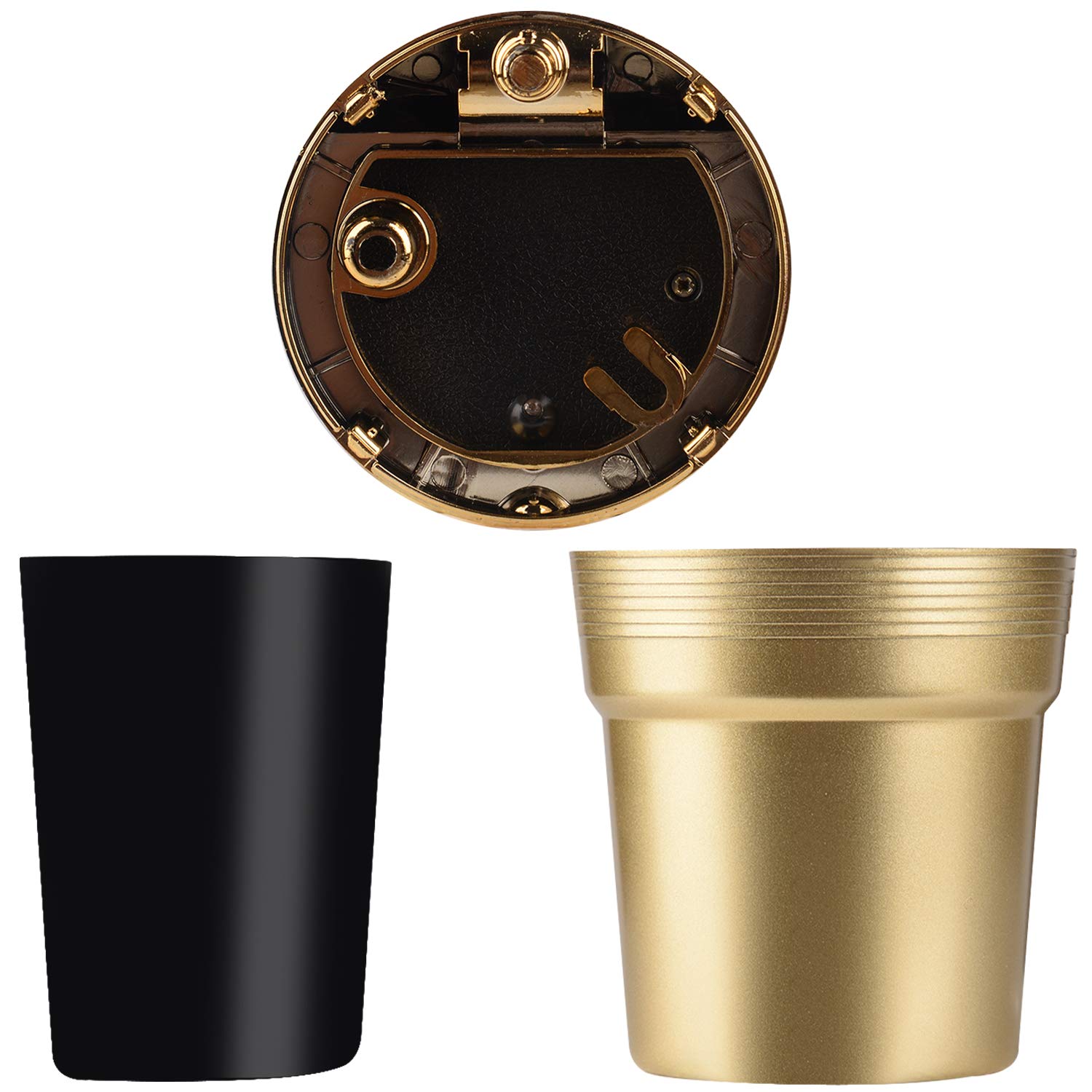 Portable Car Ashtray with Lid & Blue LED Light - Leakproof Cup Holder Ashtray for Cars (Gold) | Ideal for Road Trips, Commuting & Smokers On-The-Go