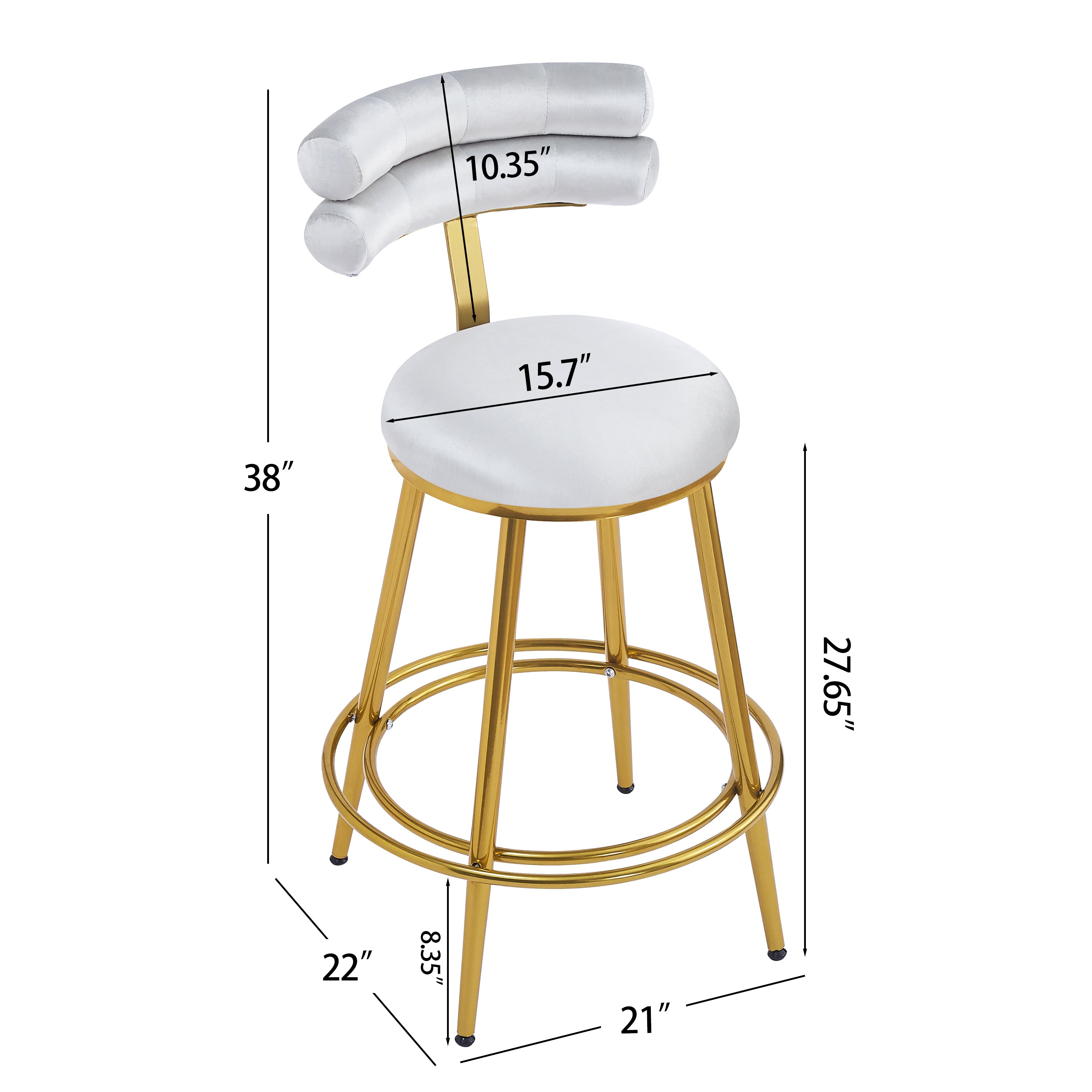Modern Velvet Counter Stools Set of 2 - 27.65