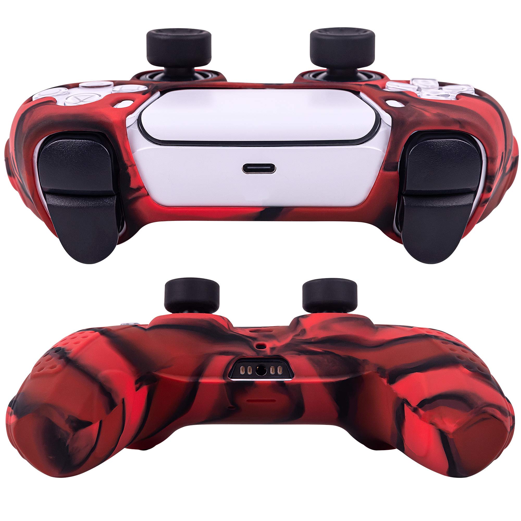 Anti-Slip PS5 Controller Cover - Silicone Skin with 6 Thumb Grips (Camouflage) for Enhanced Gaming Comfort