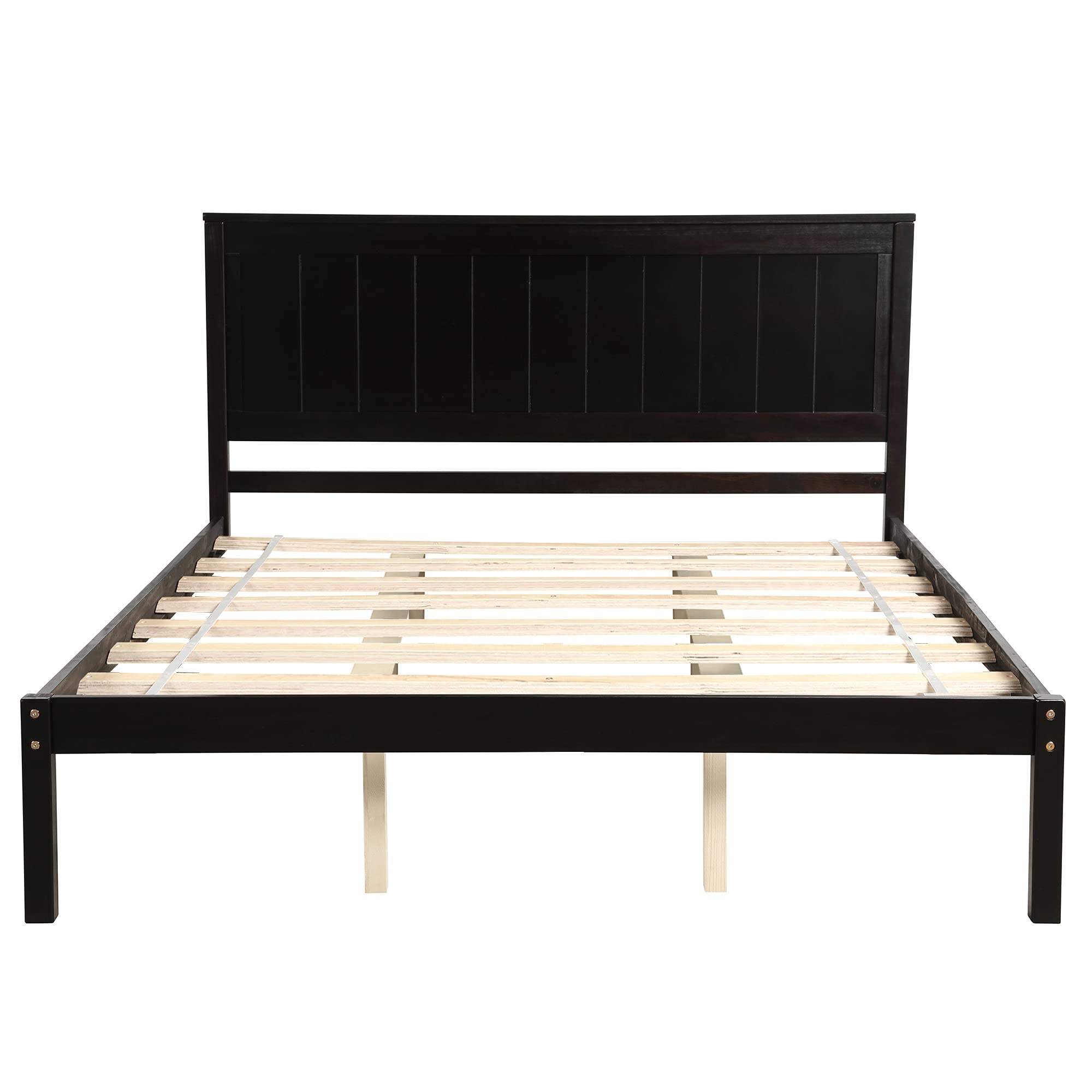JULYFOX Queen Platform Bed Frame - Heavy Duty 400lb, Espresso Finish for Bedroom