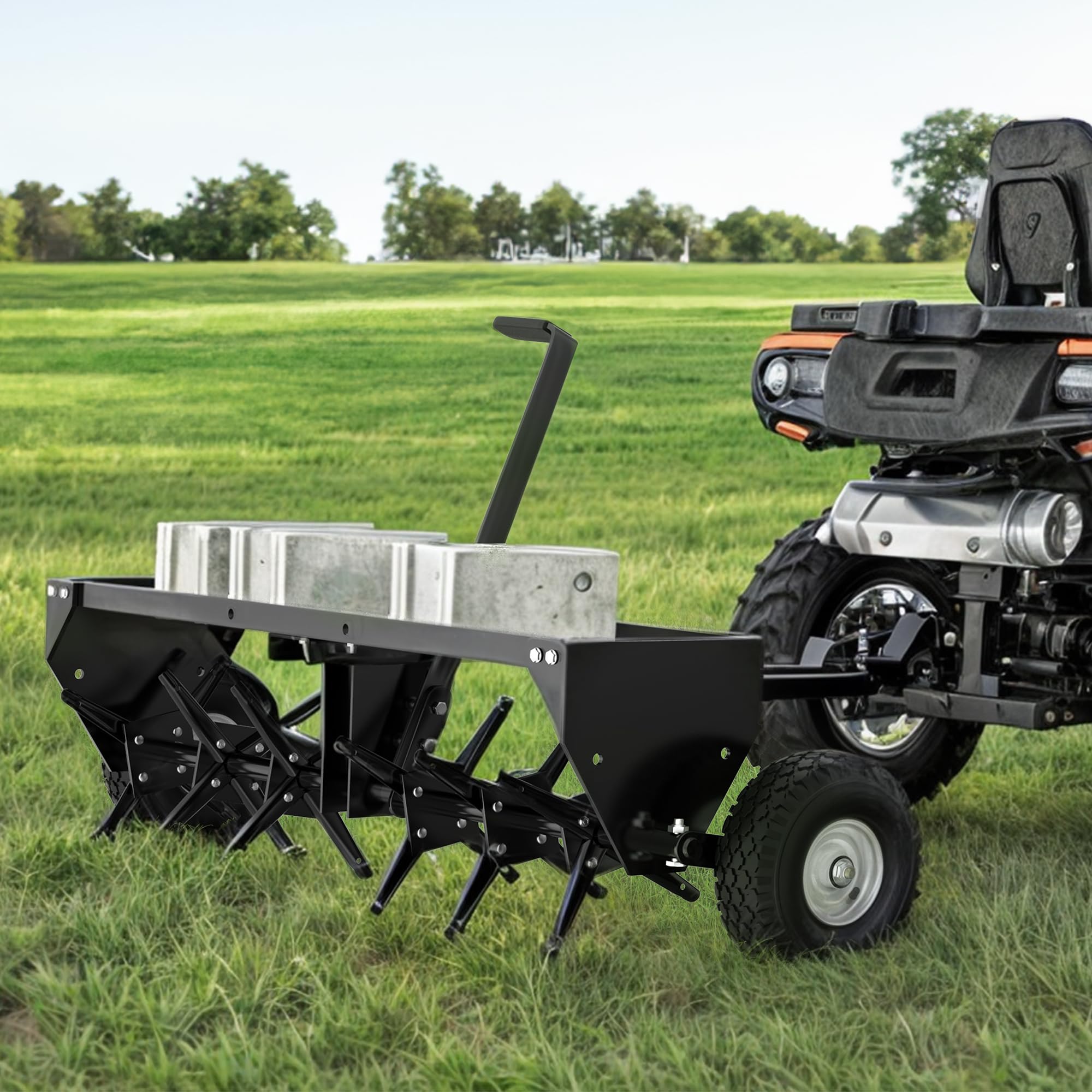 YINTATECH 40 Inch Heavy Duty Lawn Aerator with Universal Hitch - Plug Aerator for Healthy Grass - Perfect for Golf Courses, Sports Fields & Home Lawns
