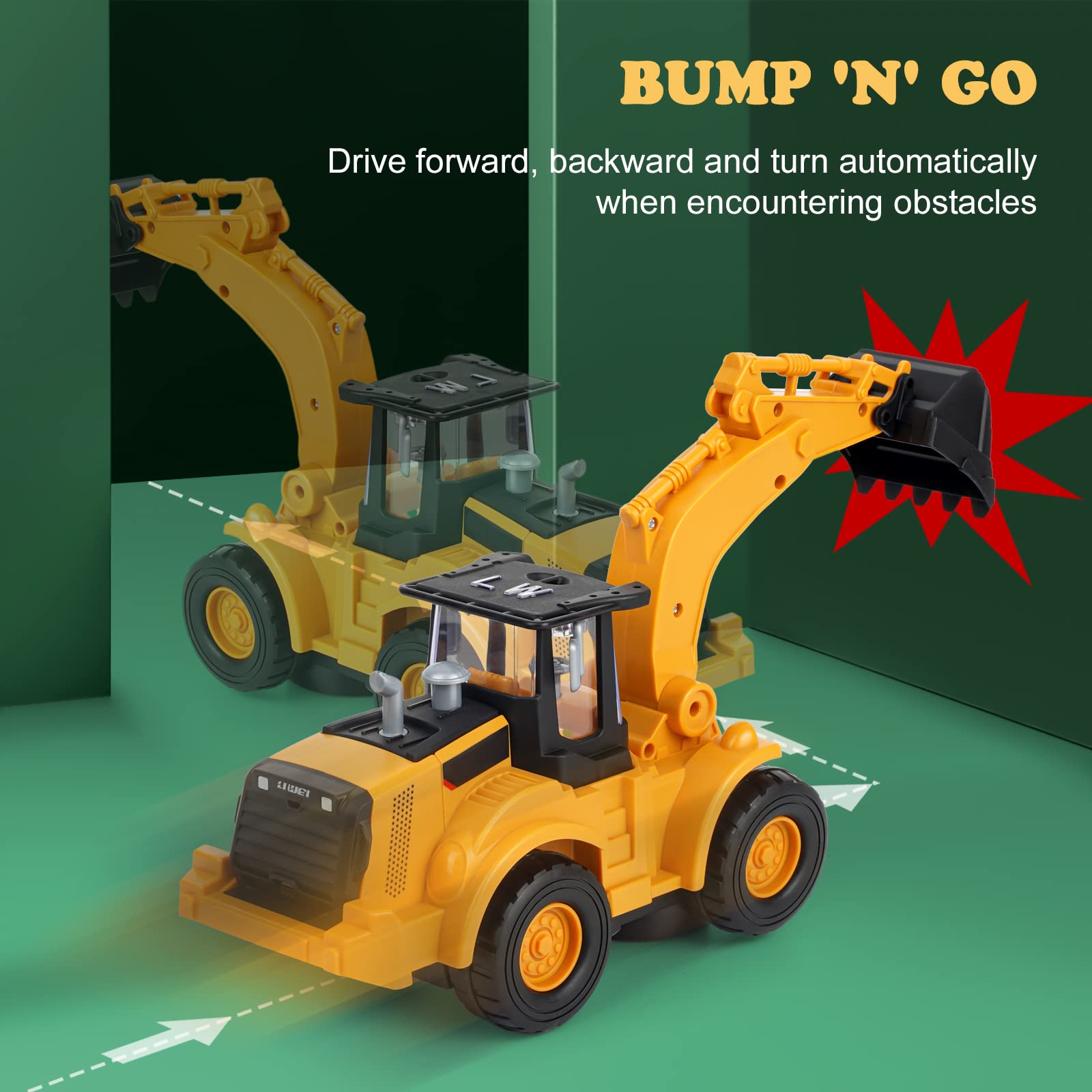 Kizeefun Electric Excavator Truck Toy for Kids Ages 2-5 - Construction Digger Truck with Lights & Music, Universal Wheels - Perfect Birthday & Christmas Gift for Toddler Boys | Outdoor Sandbox & Indoor Pretend Play