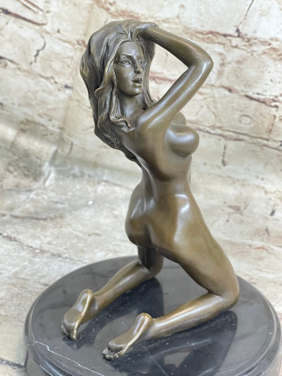 Handmade European Bronze Mavchi Nude Girl Sculpture - Museum Quality Bronze Bookend Statue for Home Library & Office Decor
