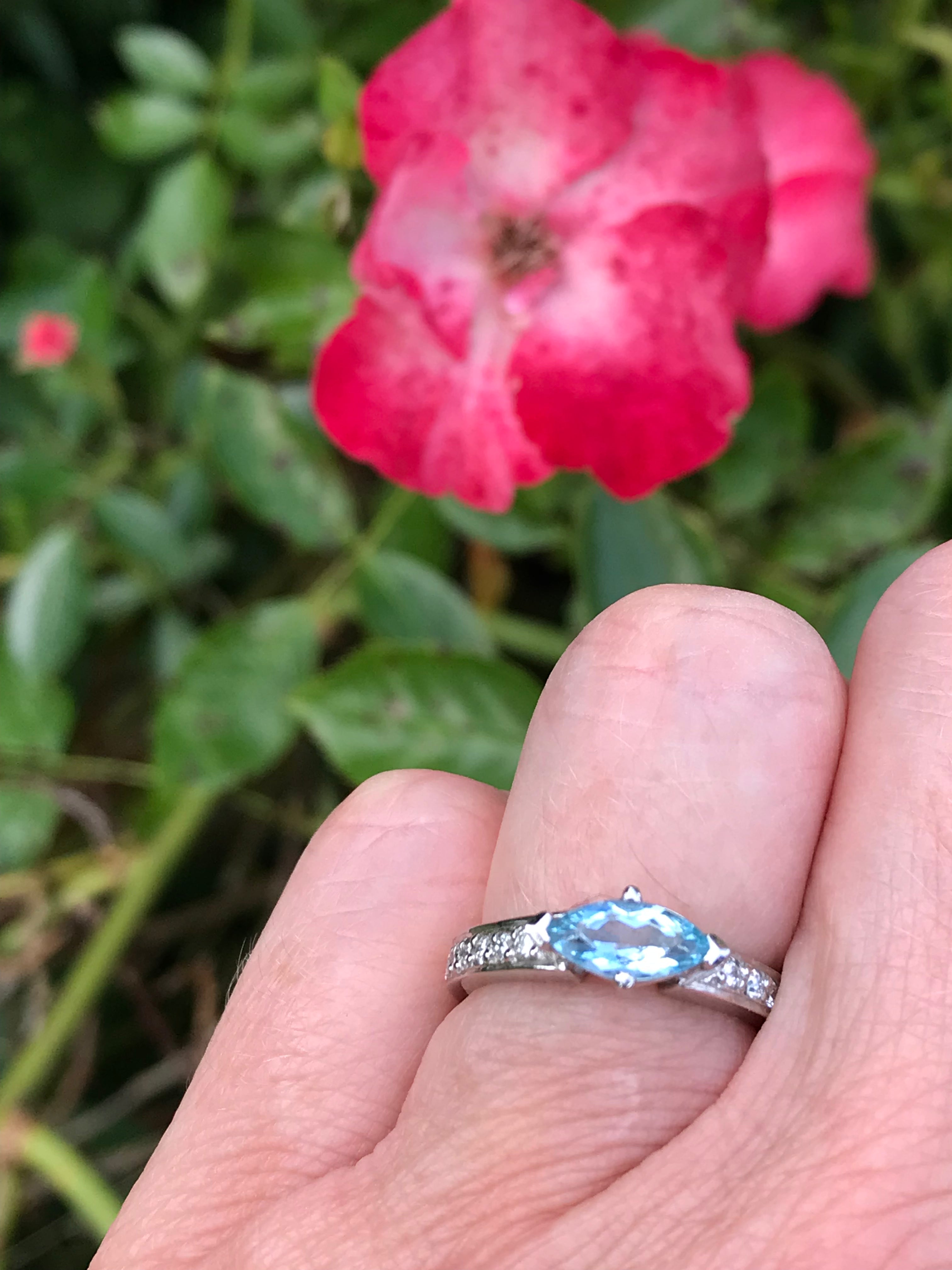 Exquisite Platinum Marquise Aquamarine and Diamond Engagement Ring for Women | Elegant Wedding & Anniversary Jewelry Gift | Perfect for Proposals, Bridal Sets & Special Occasions