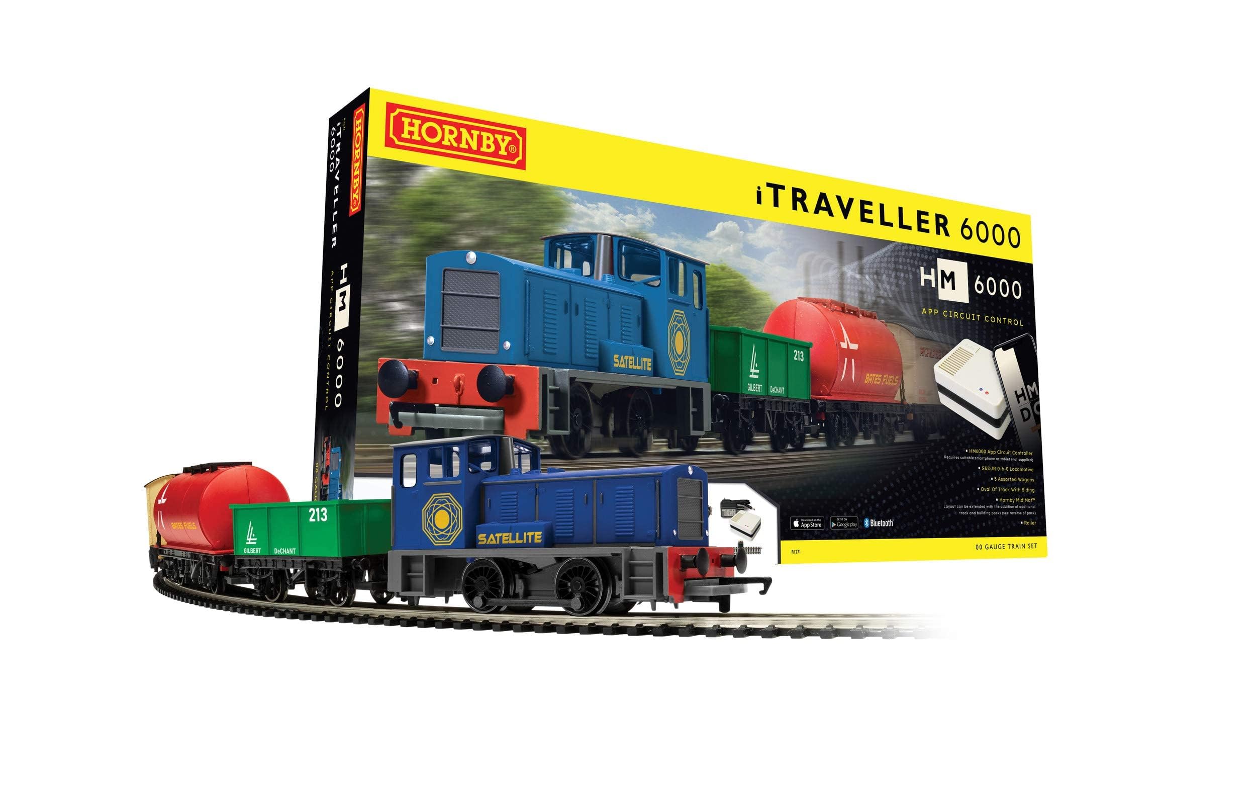 Hornby R1271M iTraveller 6000 Digital OO Gauge Model Train Set - Electric Starter Kit with Steam Locomotive | 1:76 Scale Model Railway for Collectors & Beginners | Perfect for Home Layouts, Holiday Displays & Educational STEM Toys