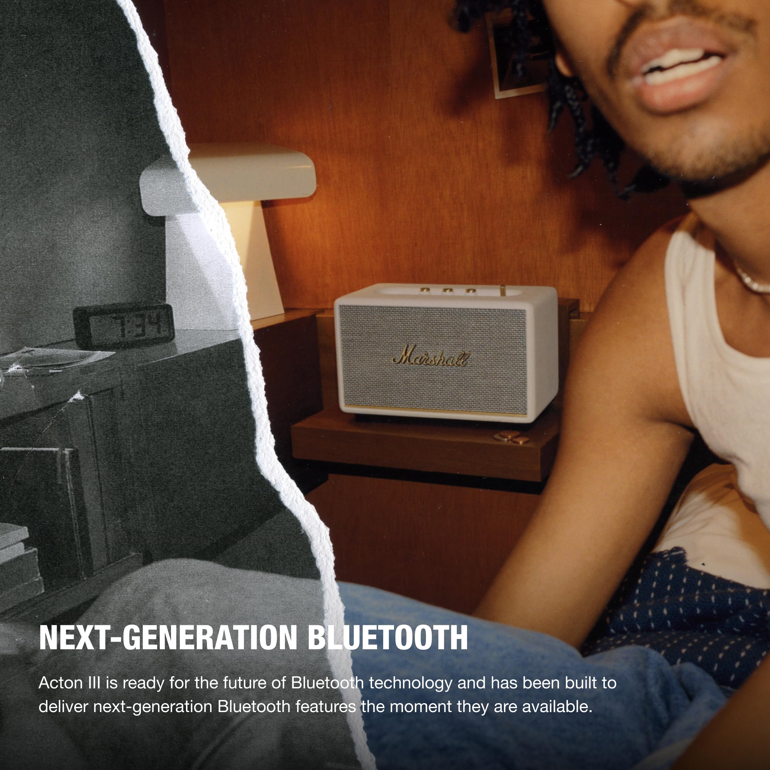 Marshall Acton III Wireless Bluetooth Speaker - Premium Sound, Portable, Cream White | Perfect for Home, Office, and Outdoor Use