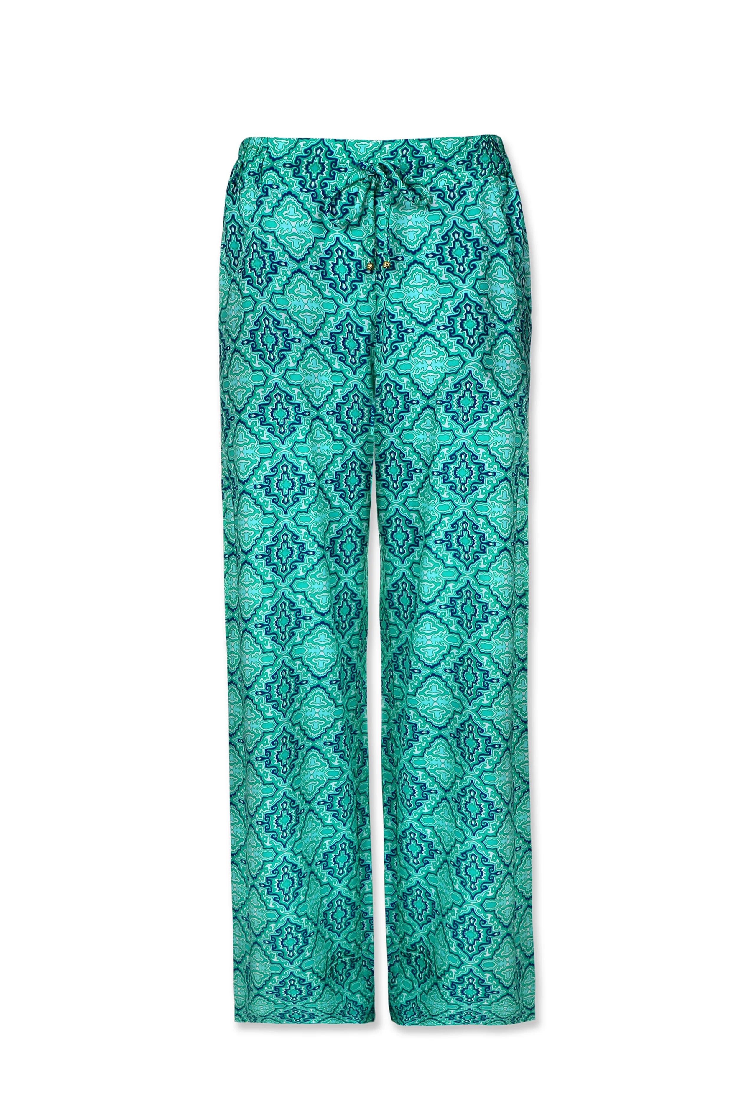 Seaside Pant - Marbella Tile Print Beach Pants for Women | Comfortable & Stylish Summer Wear | Perfect for Vacations, Poolside Lounging & Beach Outings