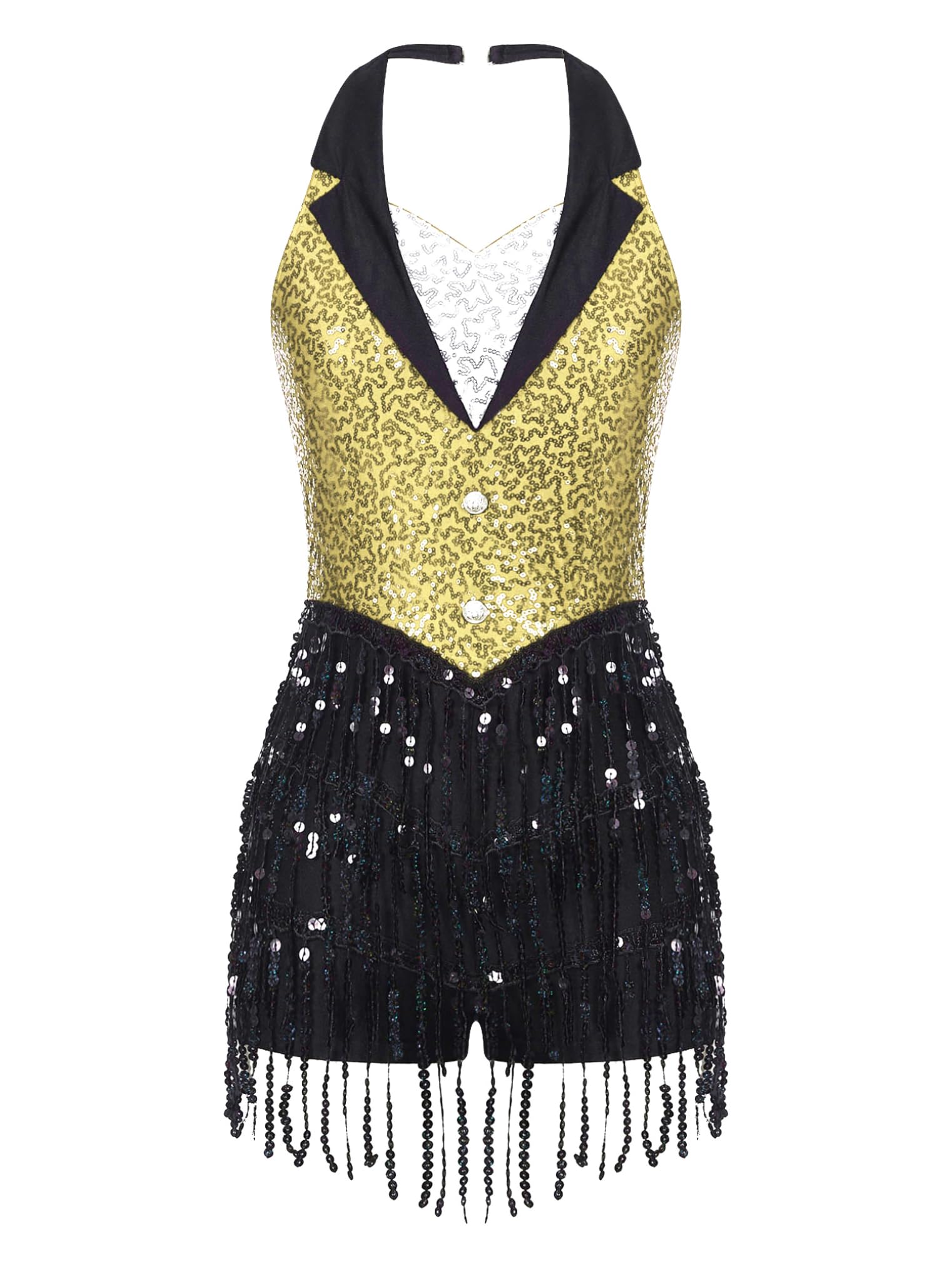 Women's Shiny Sequins Sleeveless Latin Dance Leotard - Jazz Tango Salsa Performance Bodysuit for Stage Shows & Dance Competitions