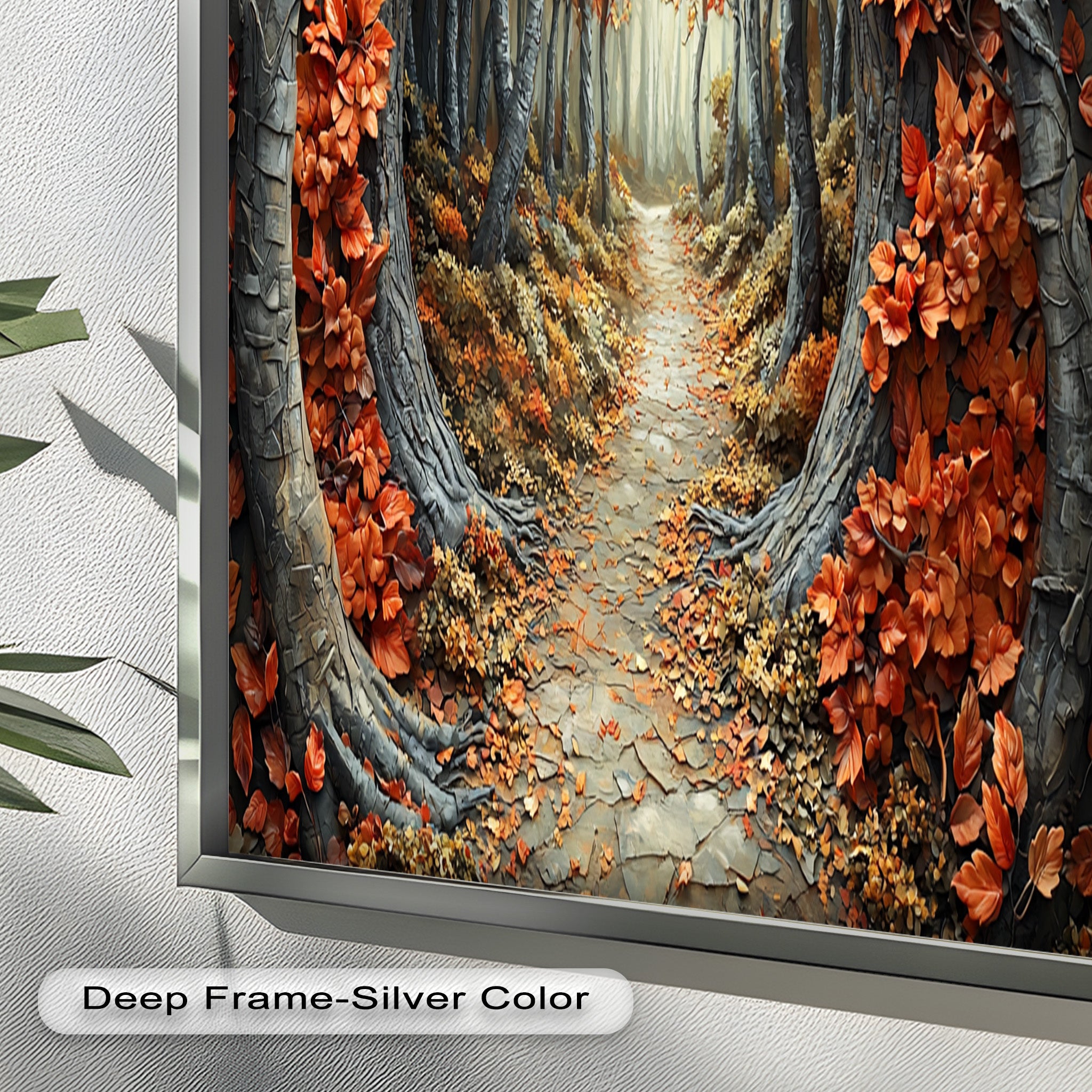 Autumn Path - Enchanted Forest Oil Painting Wall Art for Living Room, Bedroom Decor - Nature Landscape Canvas Print for Home & Office